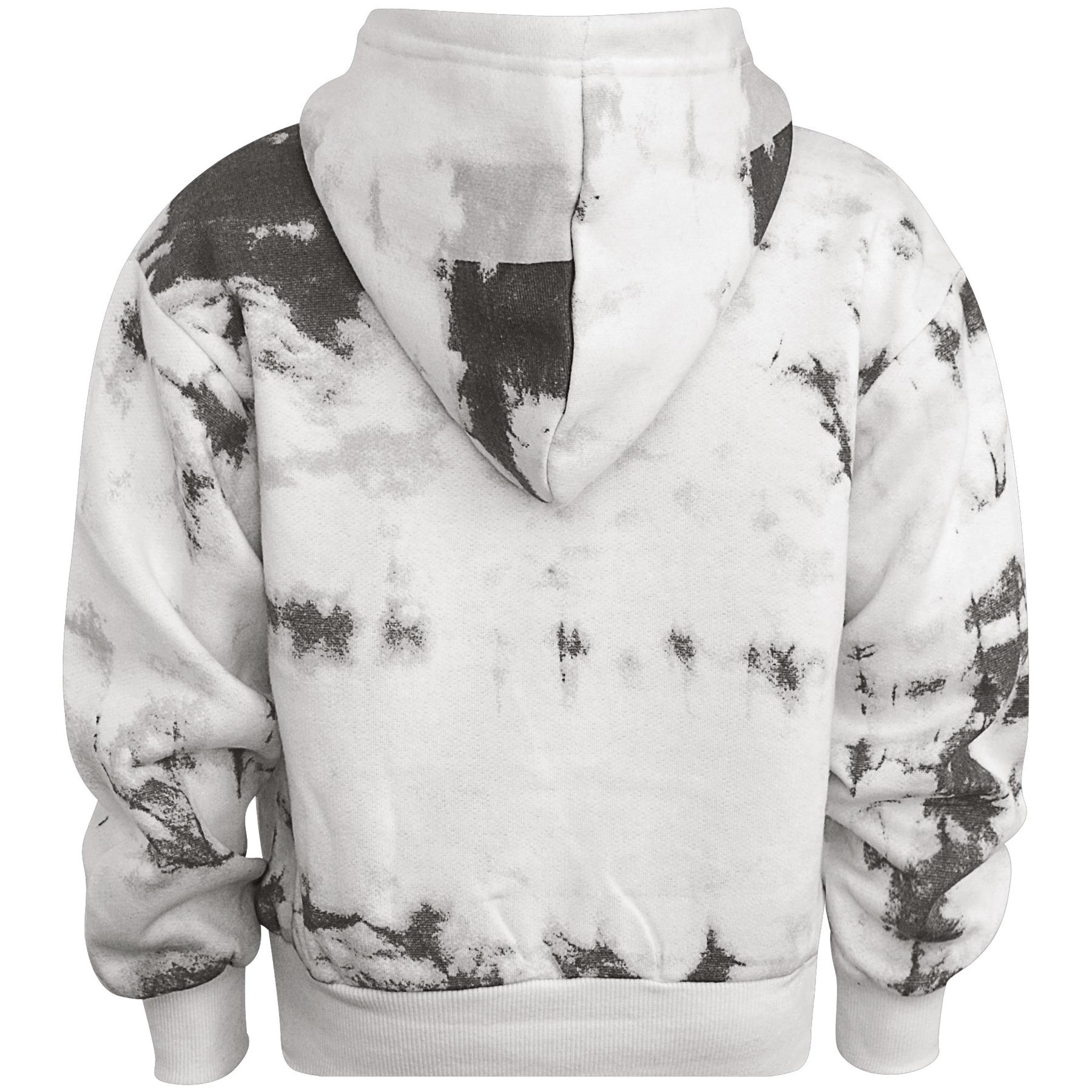 Kids Girls Black Tie Dye Print Fleece Hooded Tracksuit