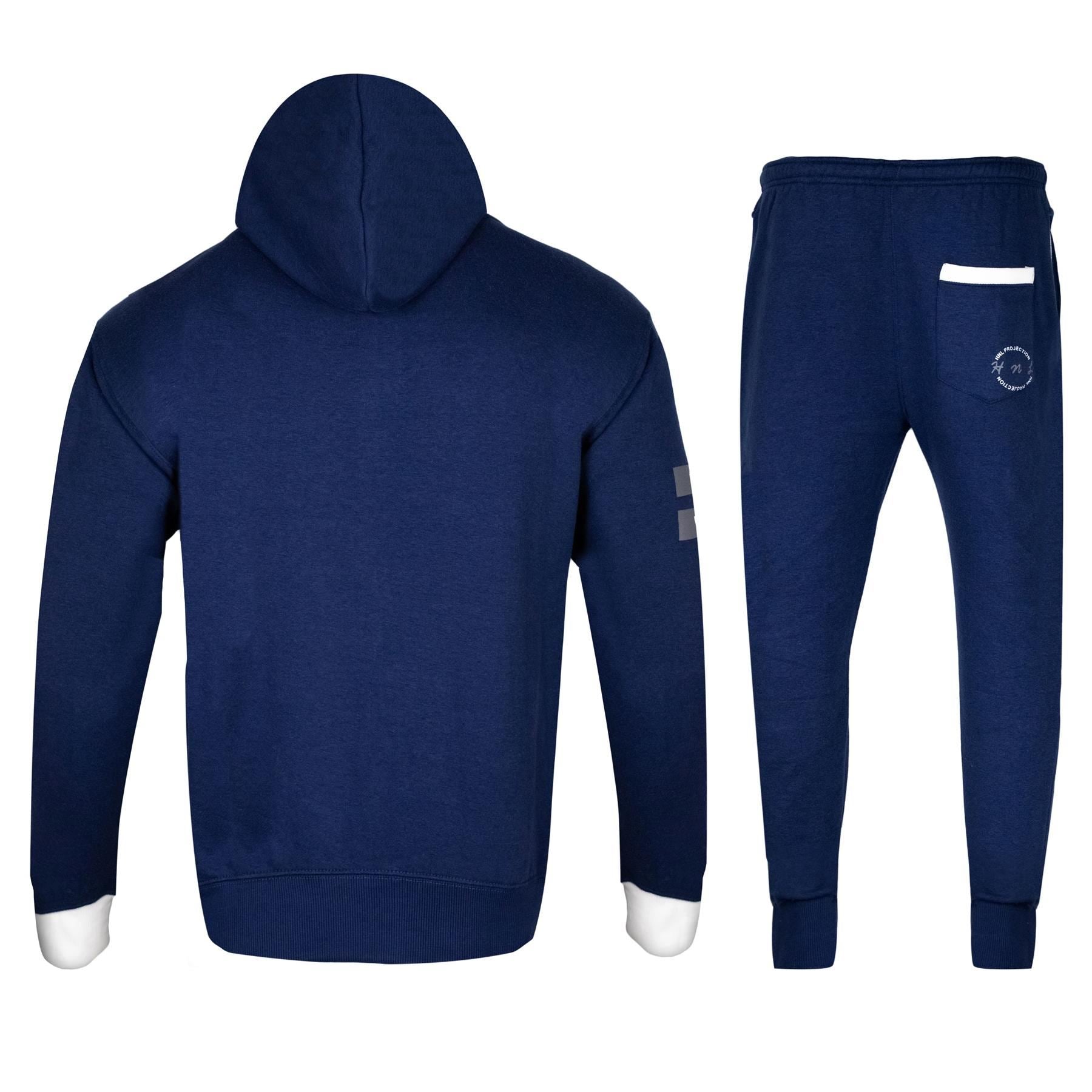 Mens Fashion Full Tracksuit HNL Print Fleece Zipped Hooded Top & Jogging Bottoms