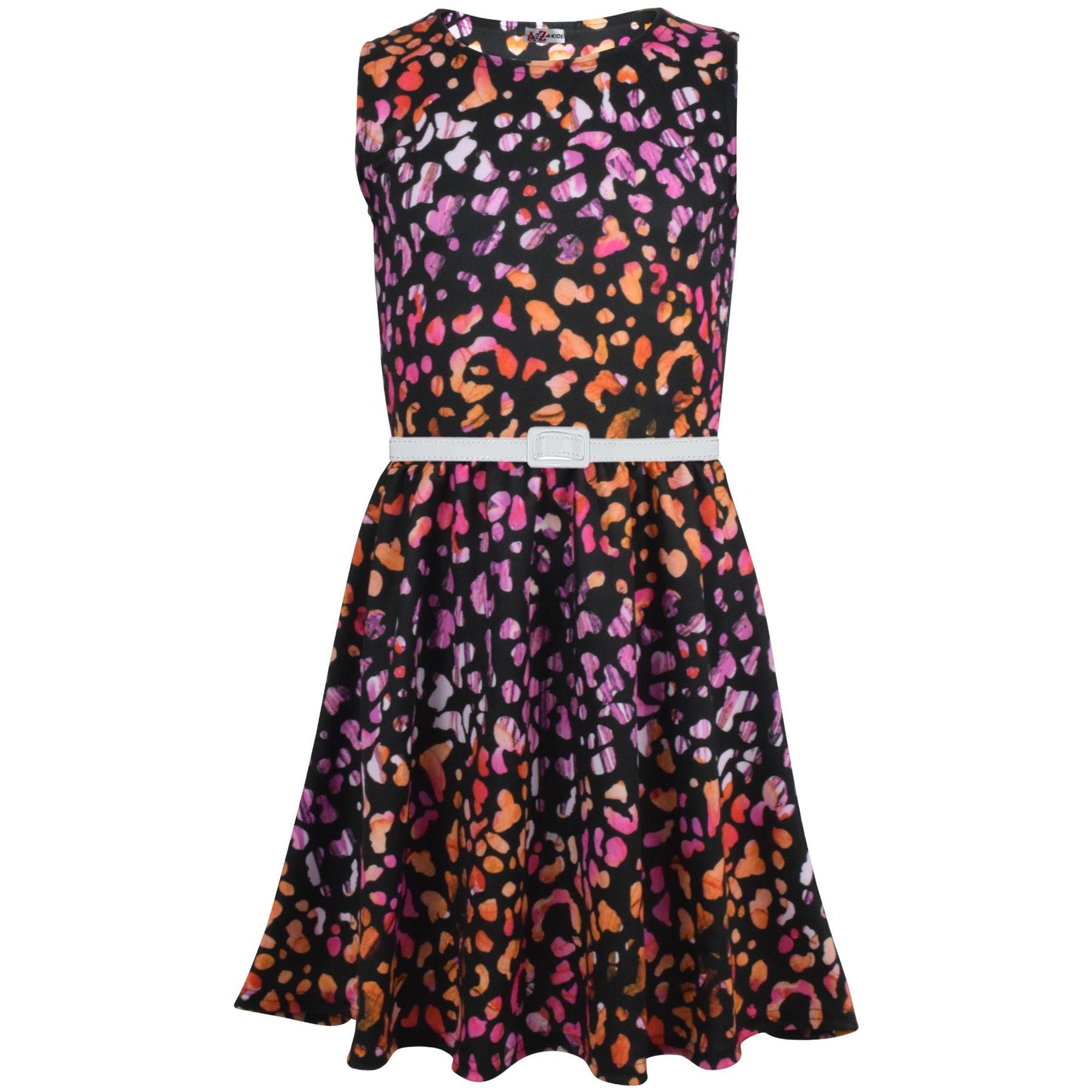 Girls Pink Floral Print Skater Dress