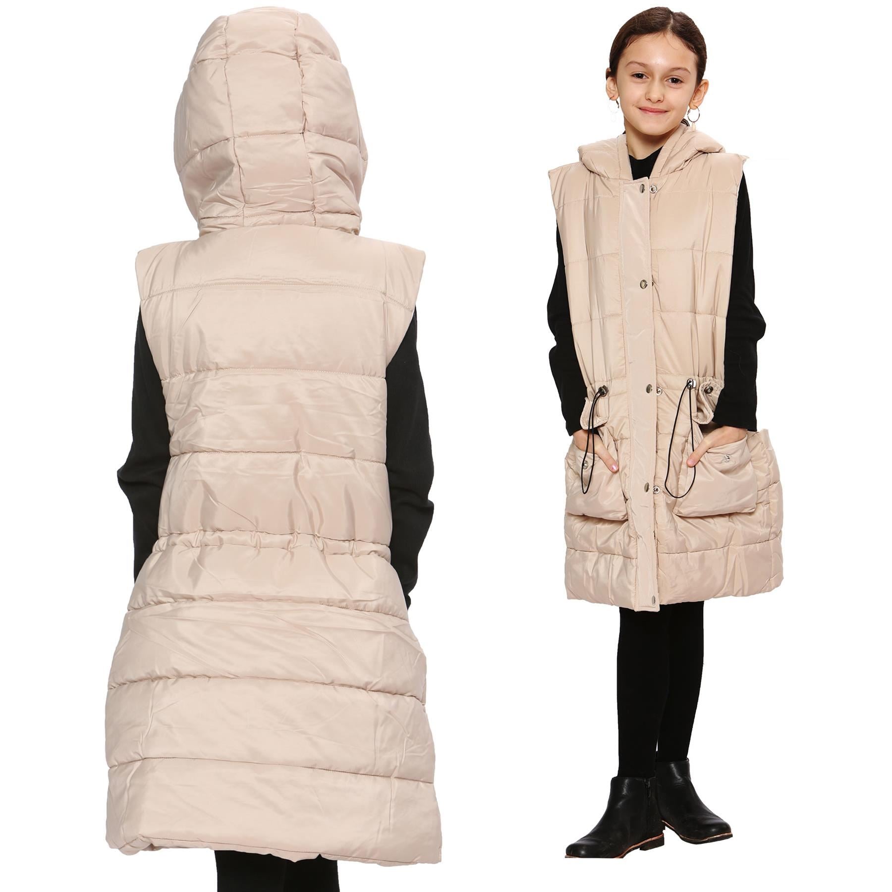 Kids Girls Oversized Gilet Long Line Style Jacket