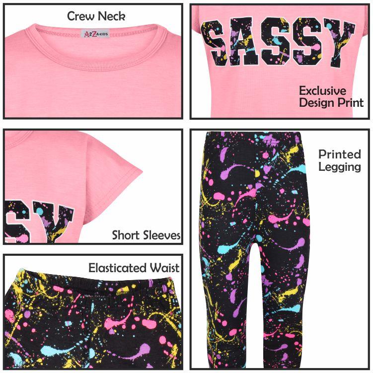 Girls Short sleeves Sassy Print Splash Tank Set