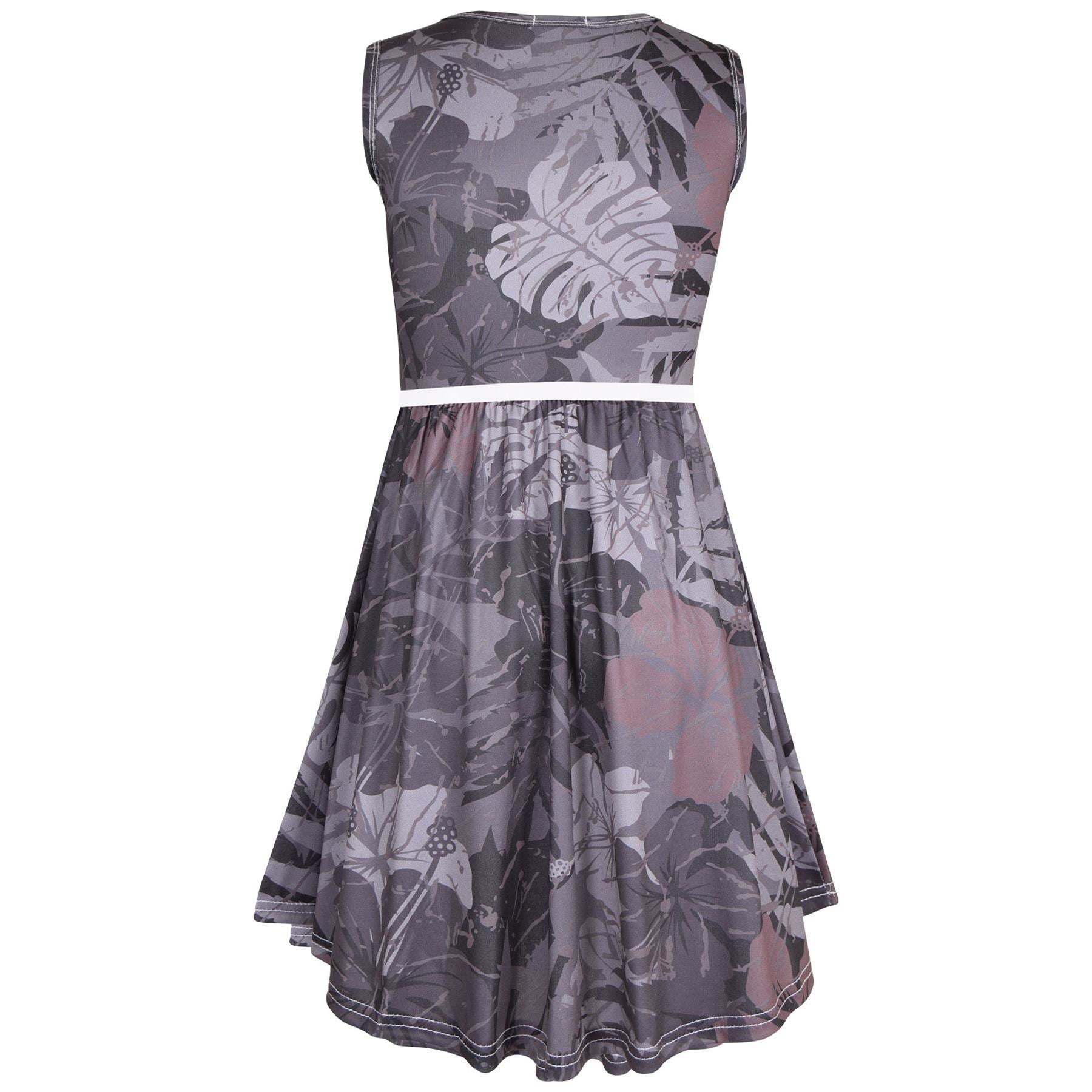 Kids Girls Sleeveless Camo Leaf Print Skater Dress