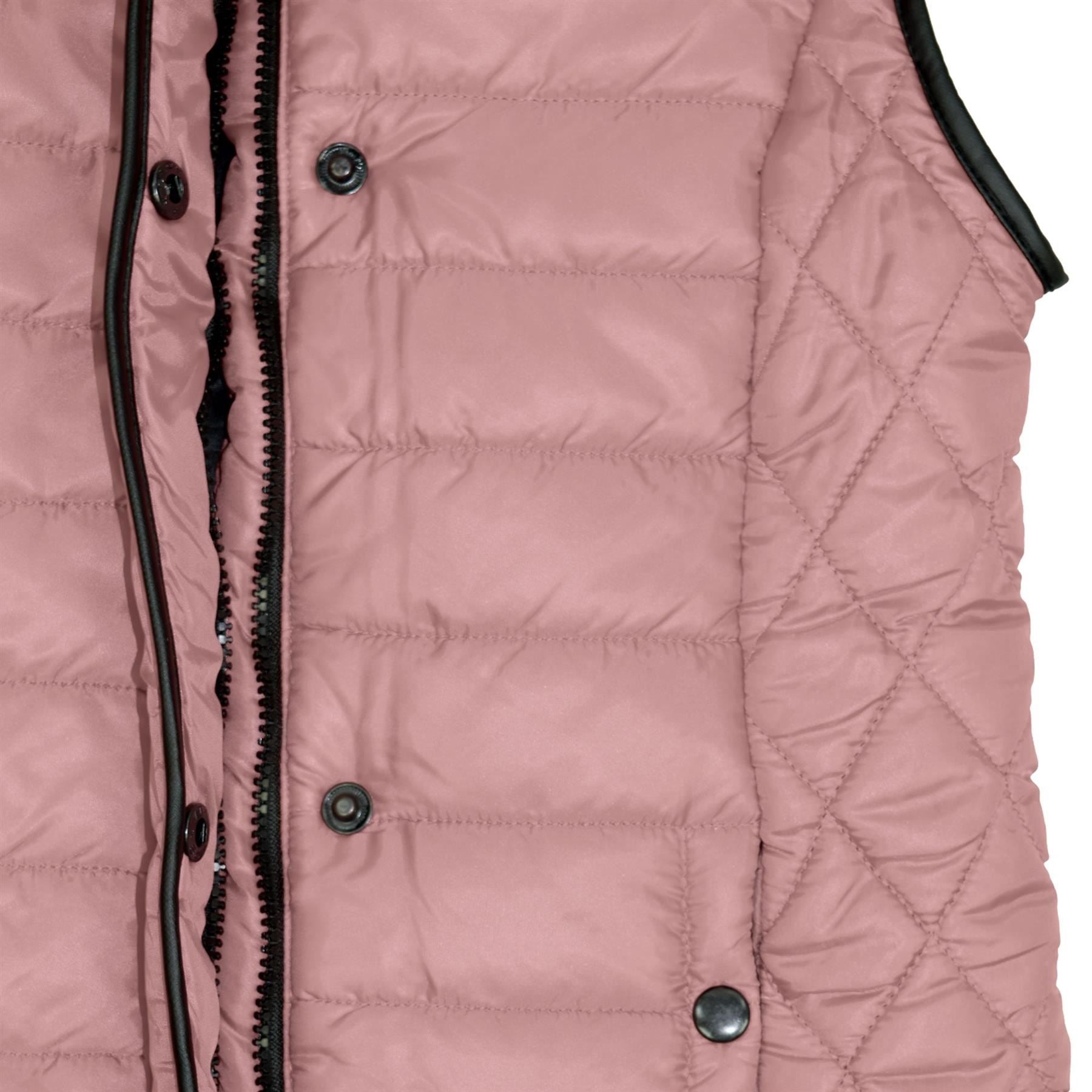 Kids Girls Puffer Quilted Baby Pink Sleeveless Wet Look Jacket
