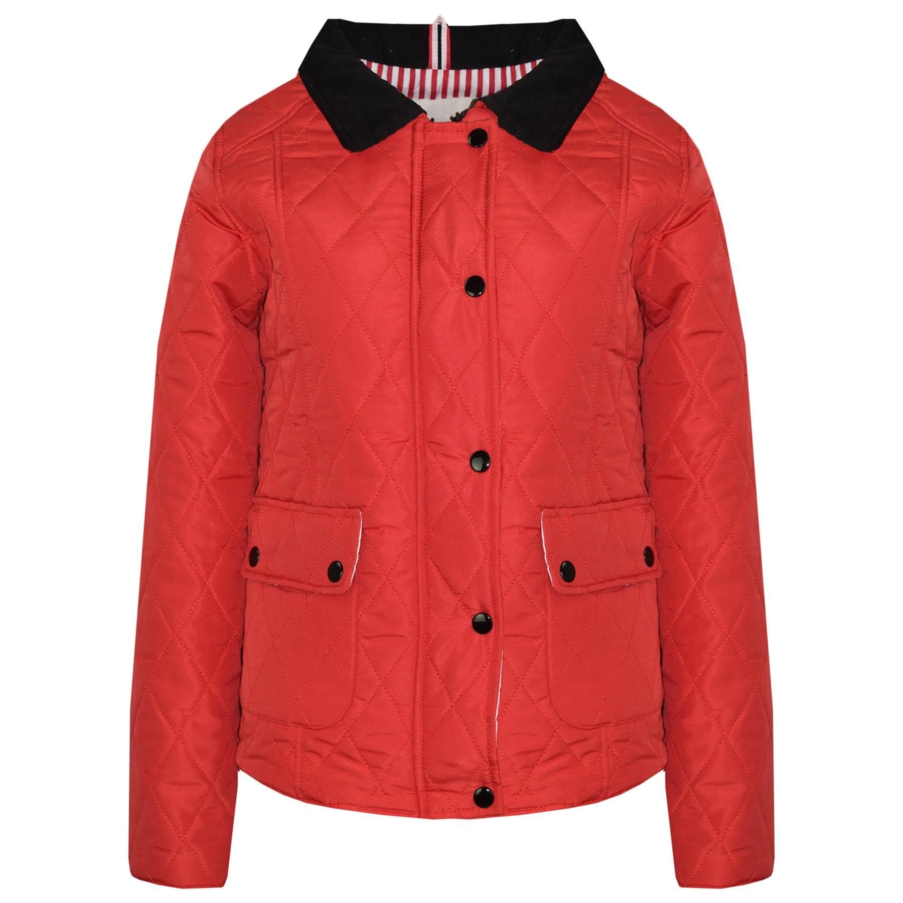 Kids Jackets Girls Red Quilted Padded Collar - Kids Clothing Store