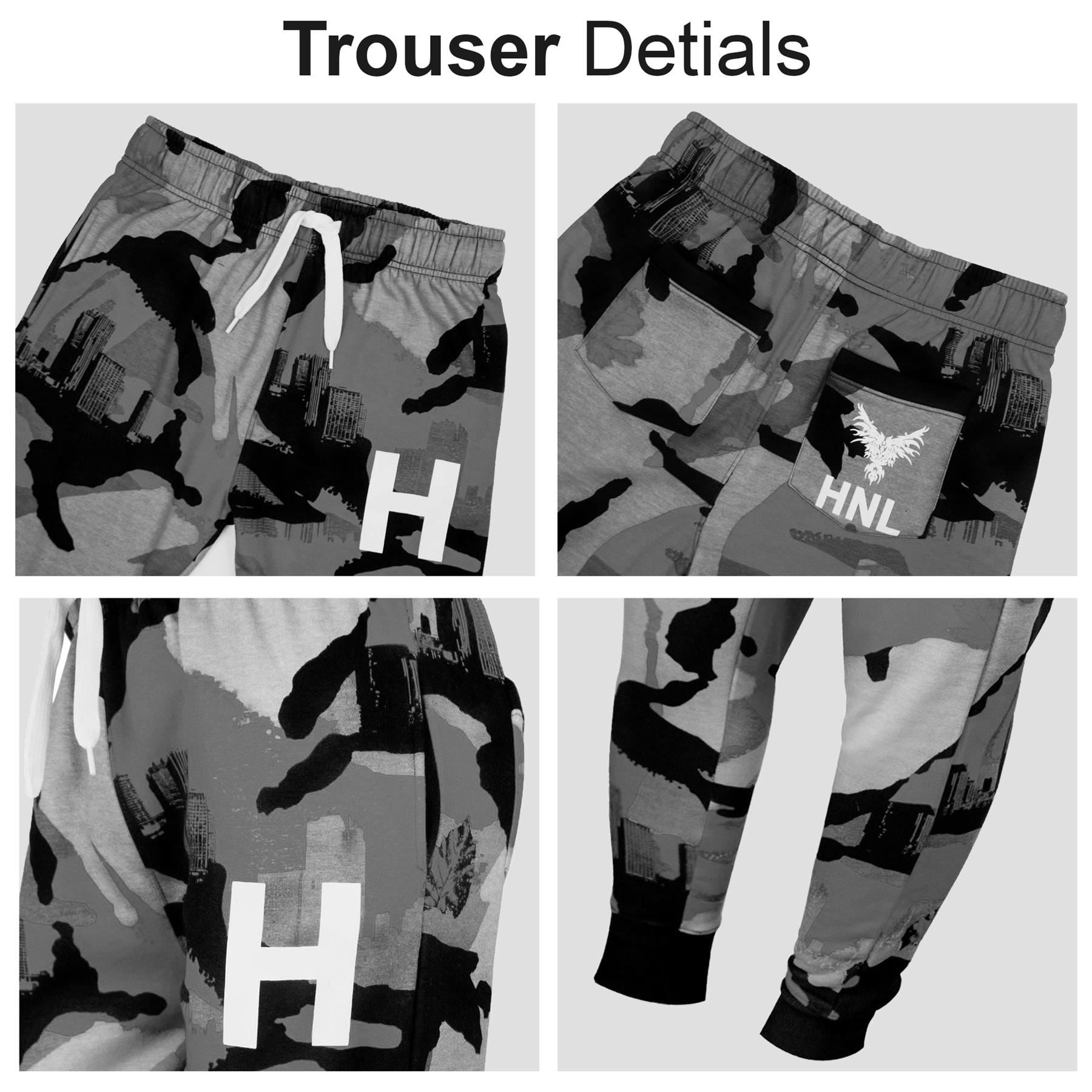 Kids Boys Girls Tracksuit HNL Charcoal Camouflage Hoodie
