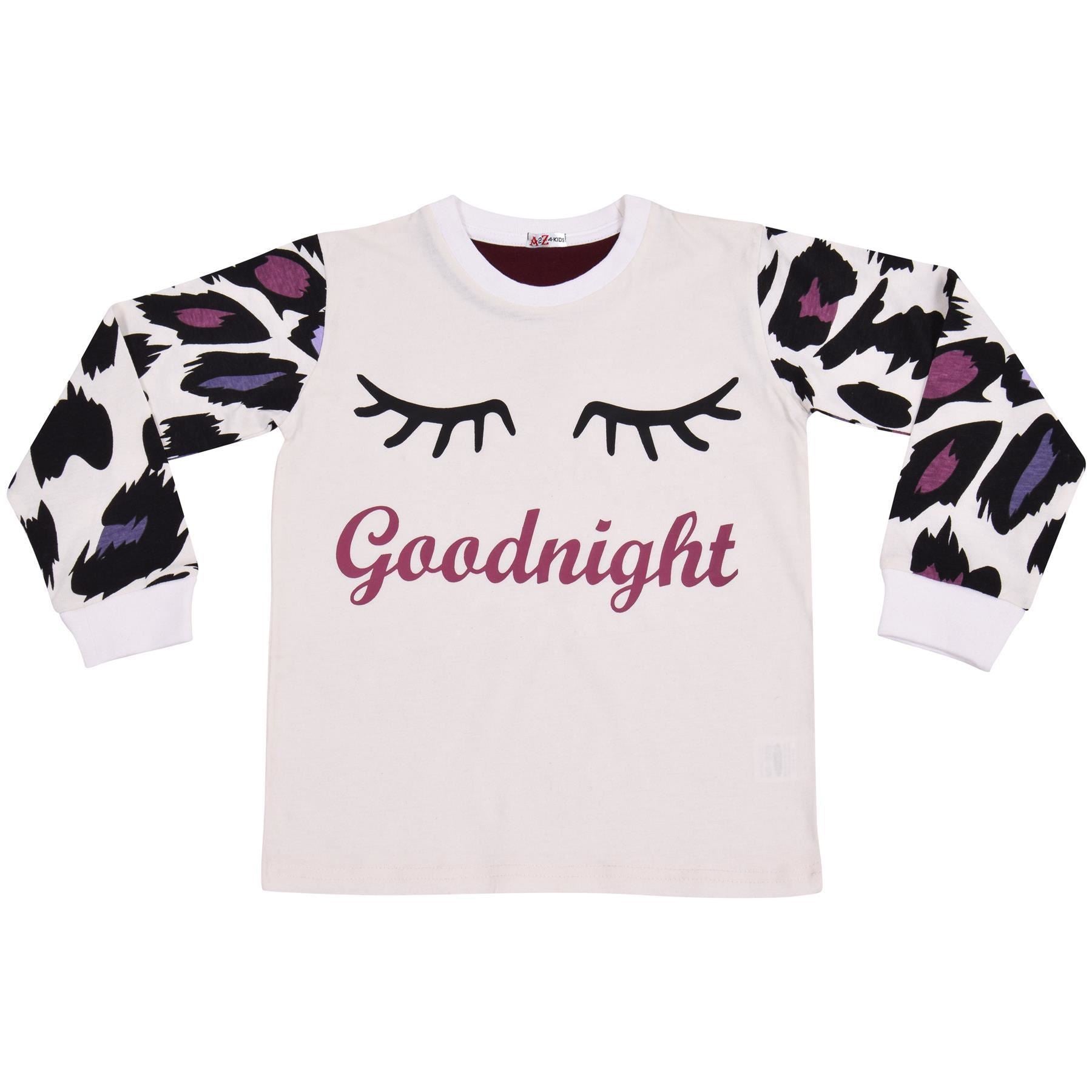 Kids Girls Goodnight Pyjamas 2 Piece Leopard Print Sleepwear Set