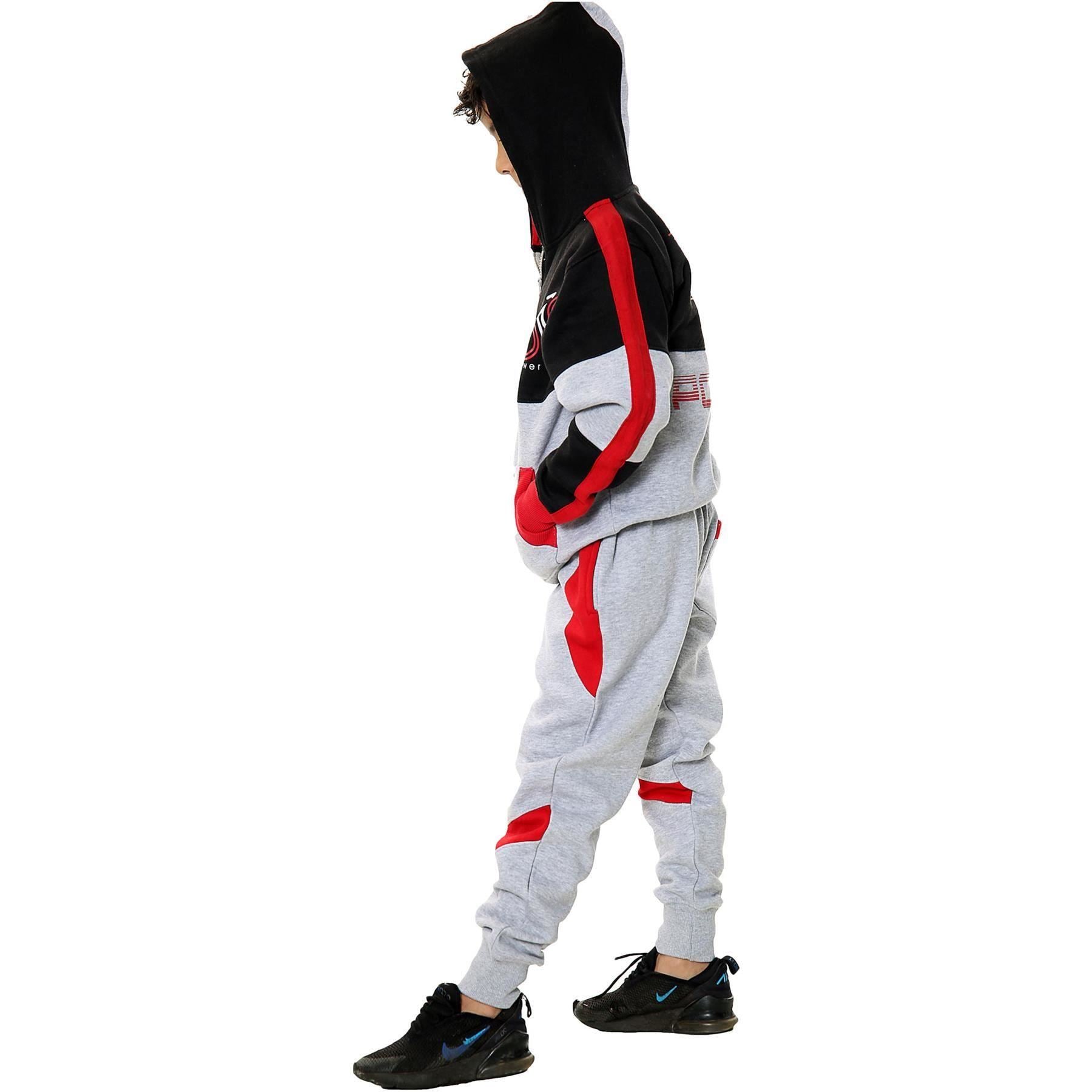 Unisex Red Pedal Power Print Contrast Panelled Tracksuit