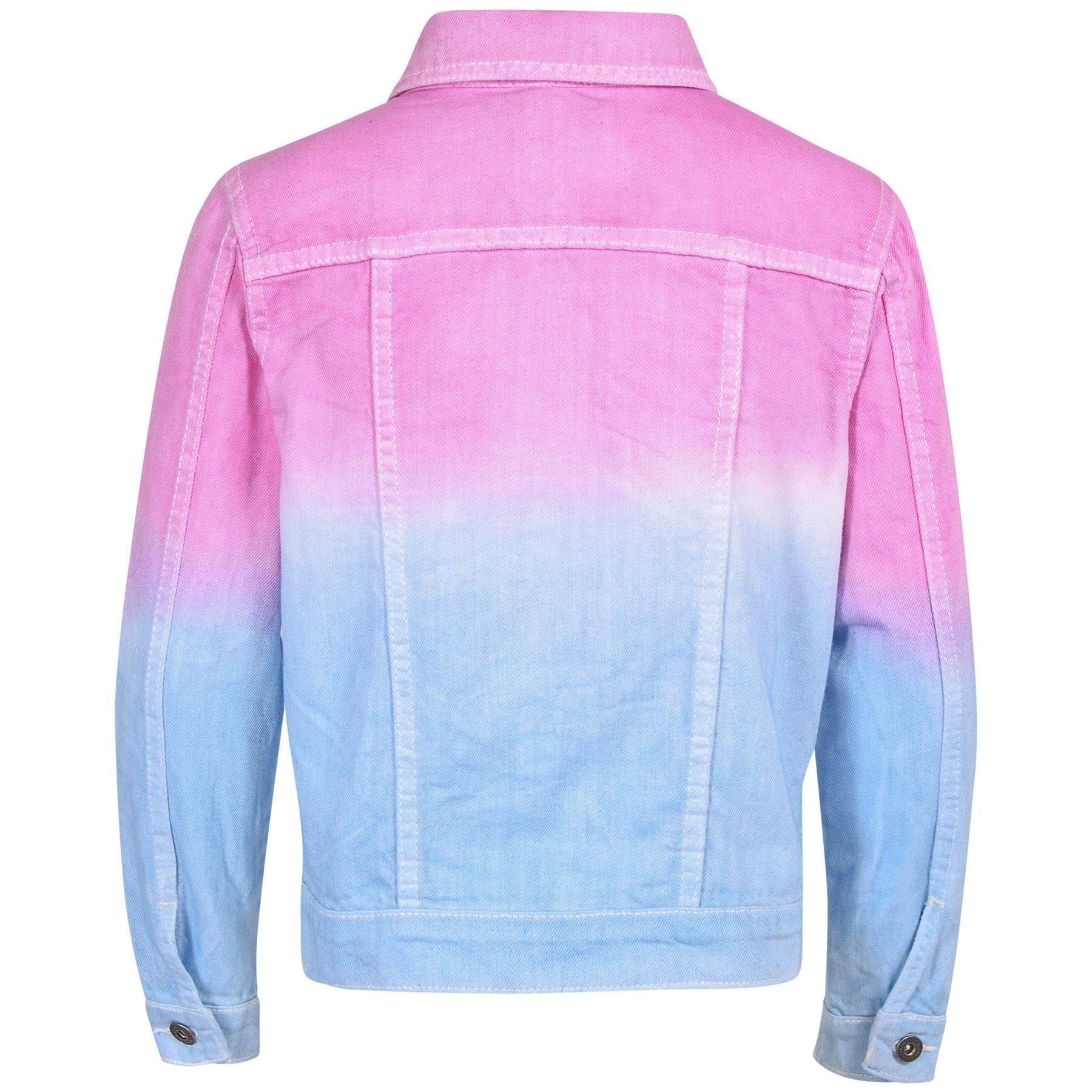 Kids Girls Tie Dye Printed Pink Denim Jacket