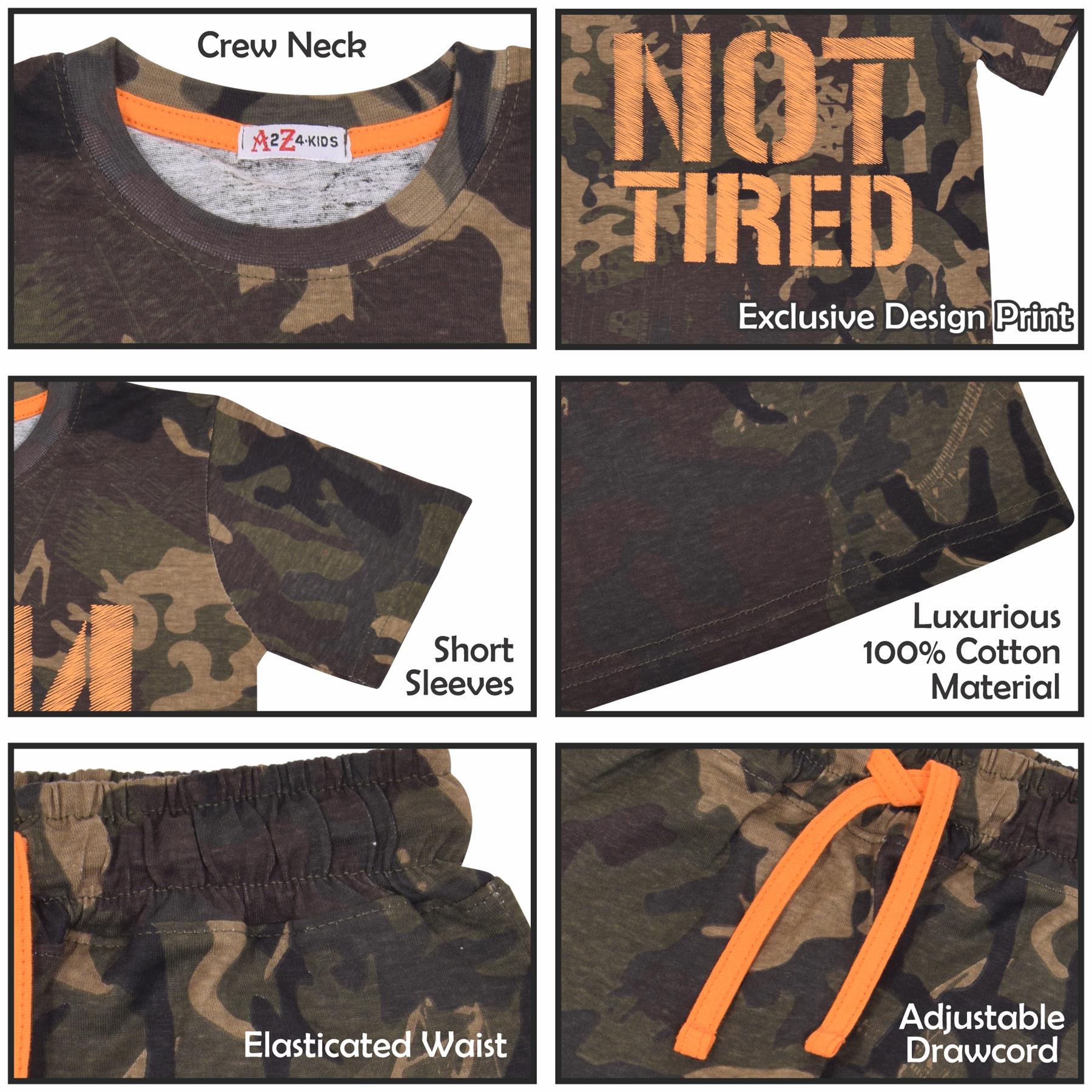 Kids Girls Boys Not Tired Camo Green Print Pyjamas Set - Kids Clothing Store