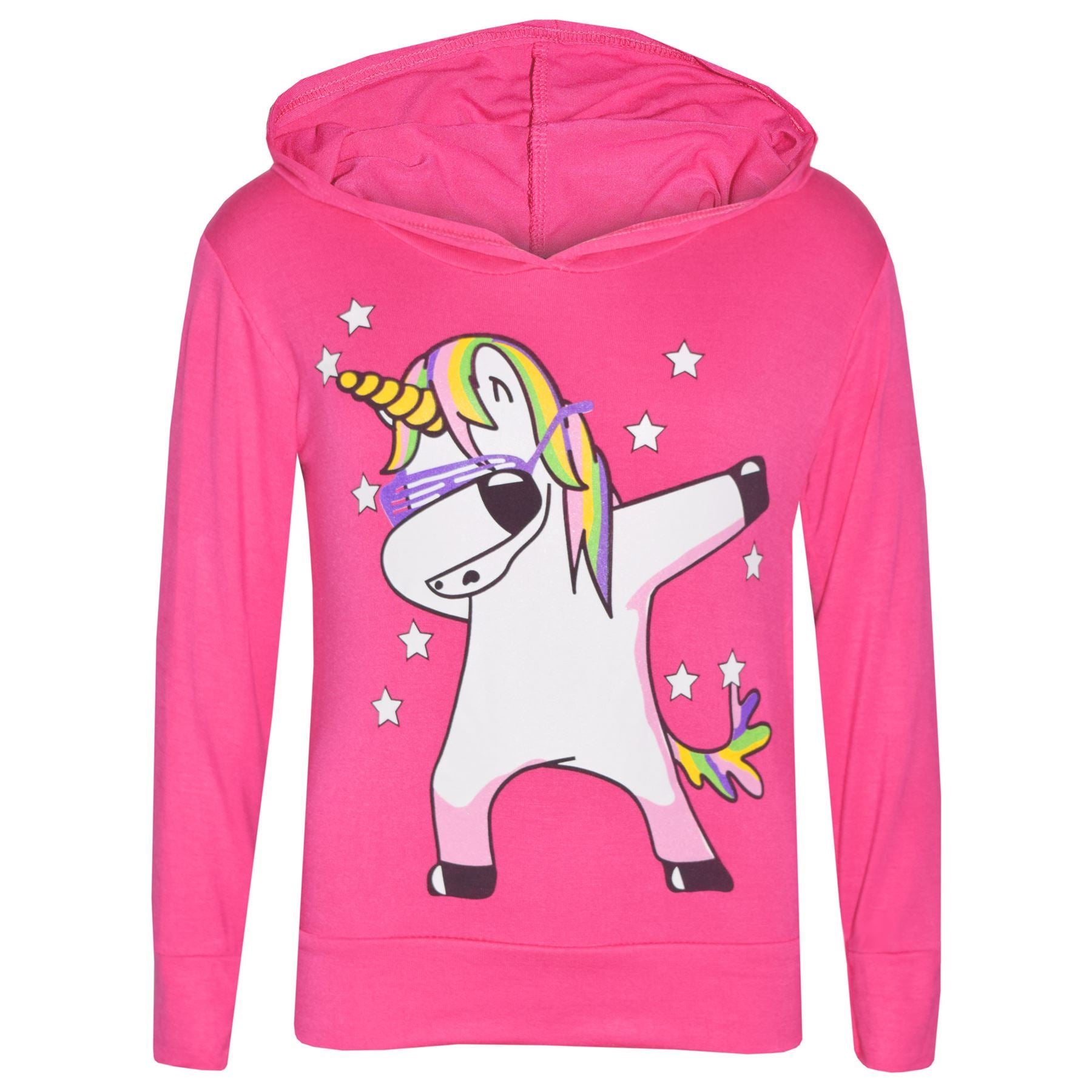 Kids Girls Rainbow Unicorn Dab Floss Hooded Top & Legging Set