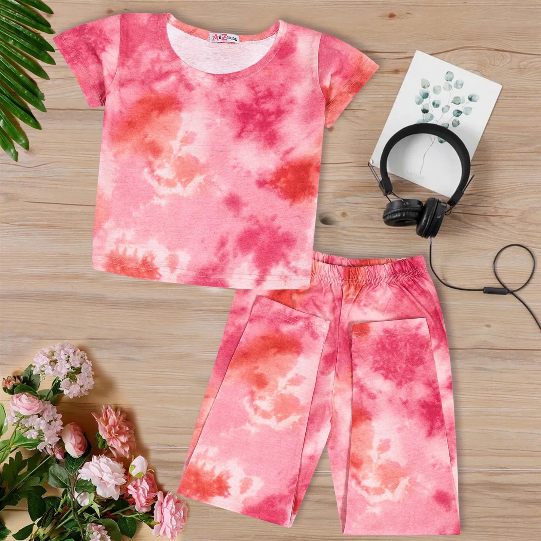 Kids Girls Tie Dye Print Crop & Legging Outfit Set