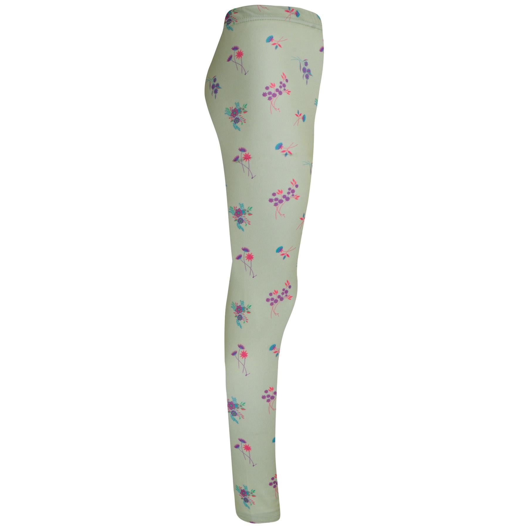 Kids Girls Wild Flowers Print Soft Stretchy Summer Leggings