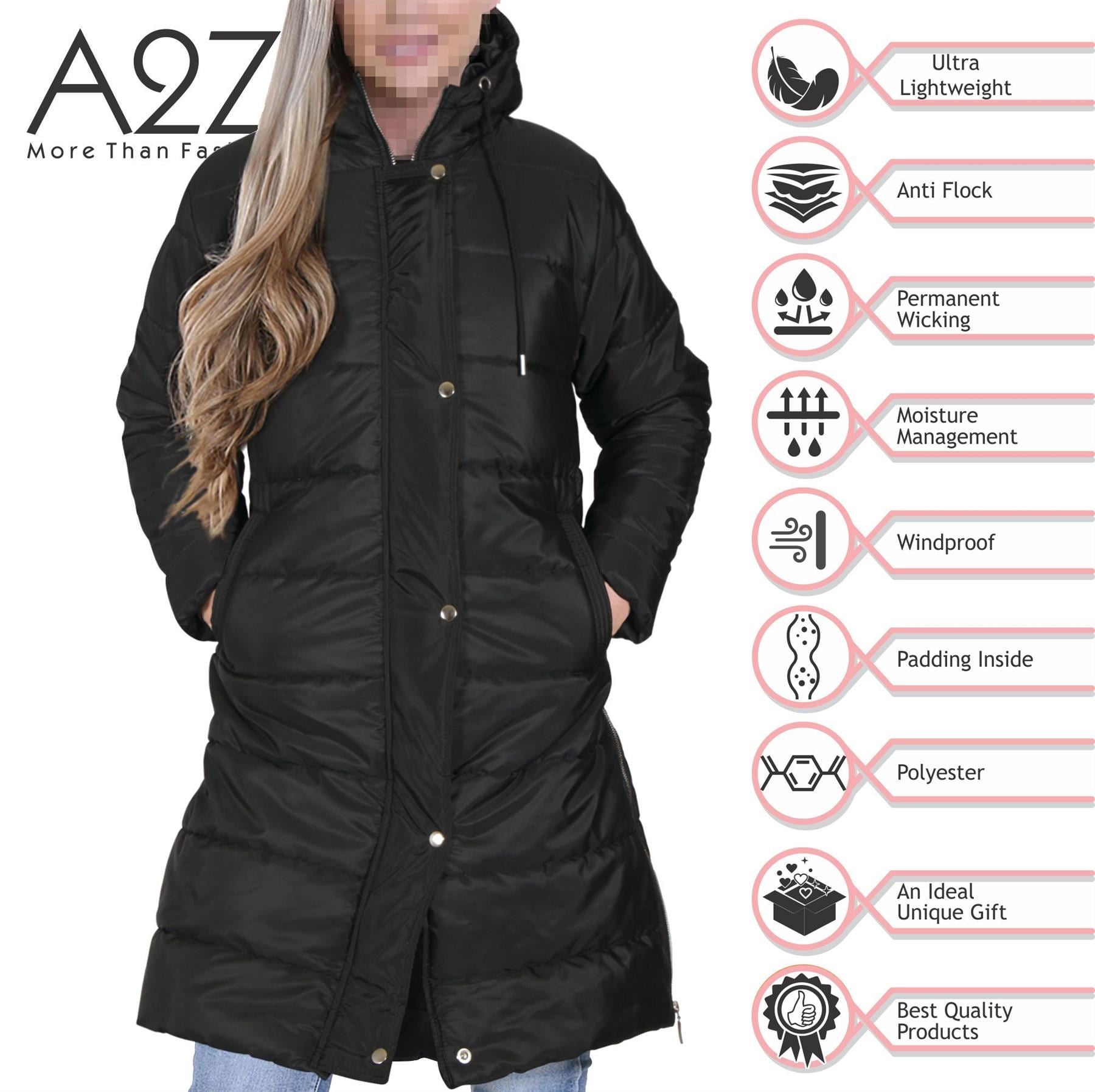 Ladies Oversized Zipped Jacket Long Line Style Black Jacket Long Sleeves Coat