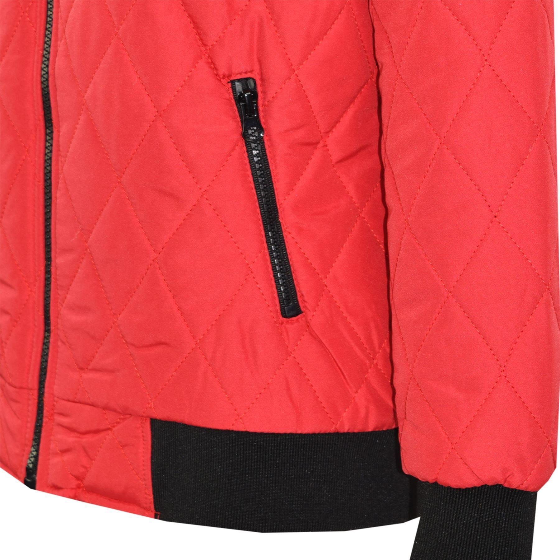 Kids Jacket Girls Boys Bomber Padded Quilted Red Jackets Coats