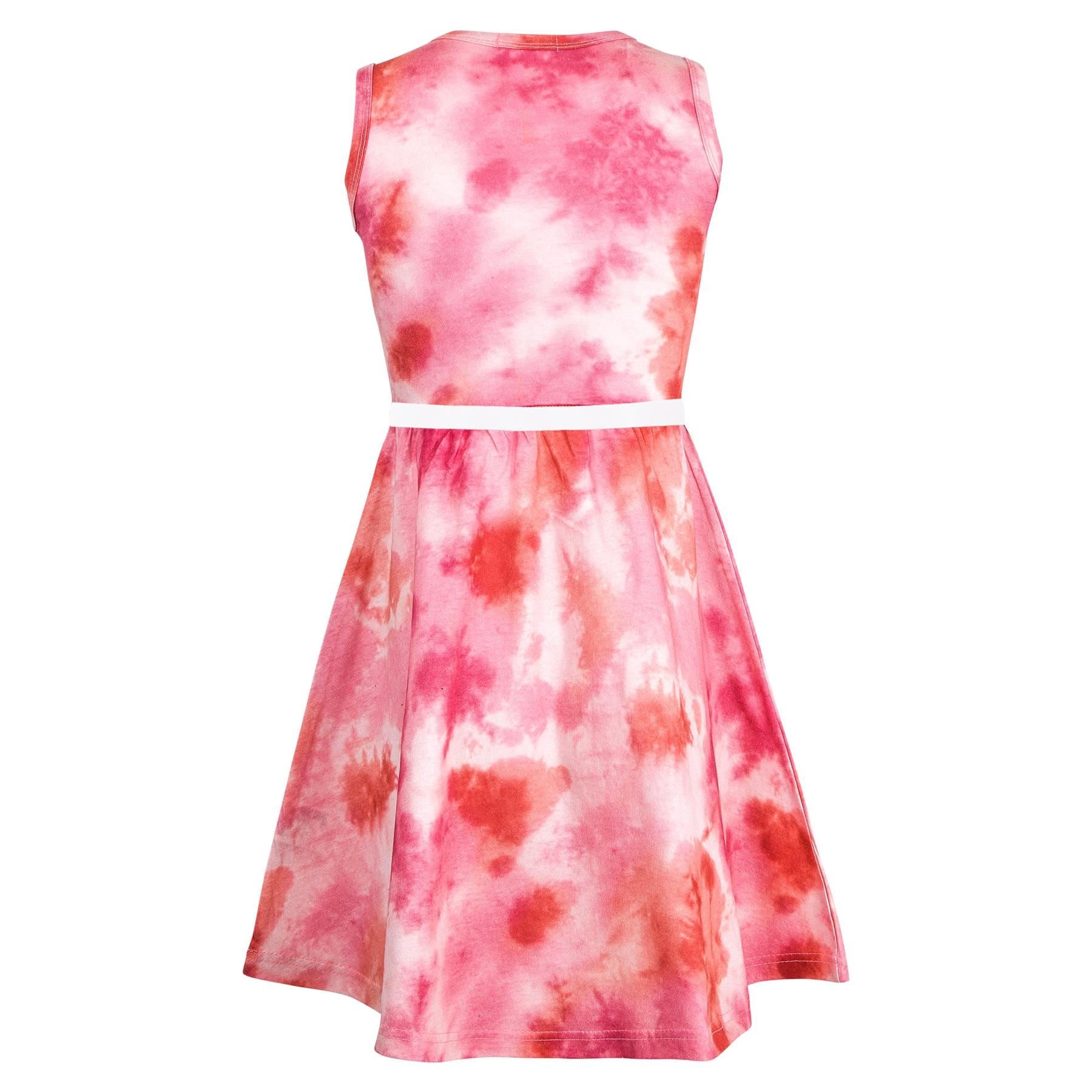 Kids Girls Tie Dye Print Pink Skater Dress