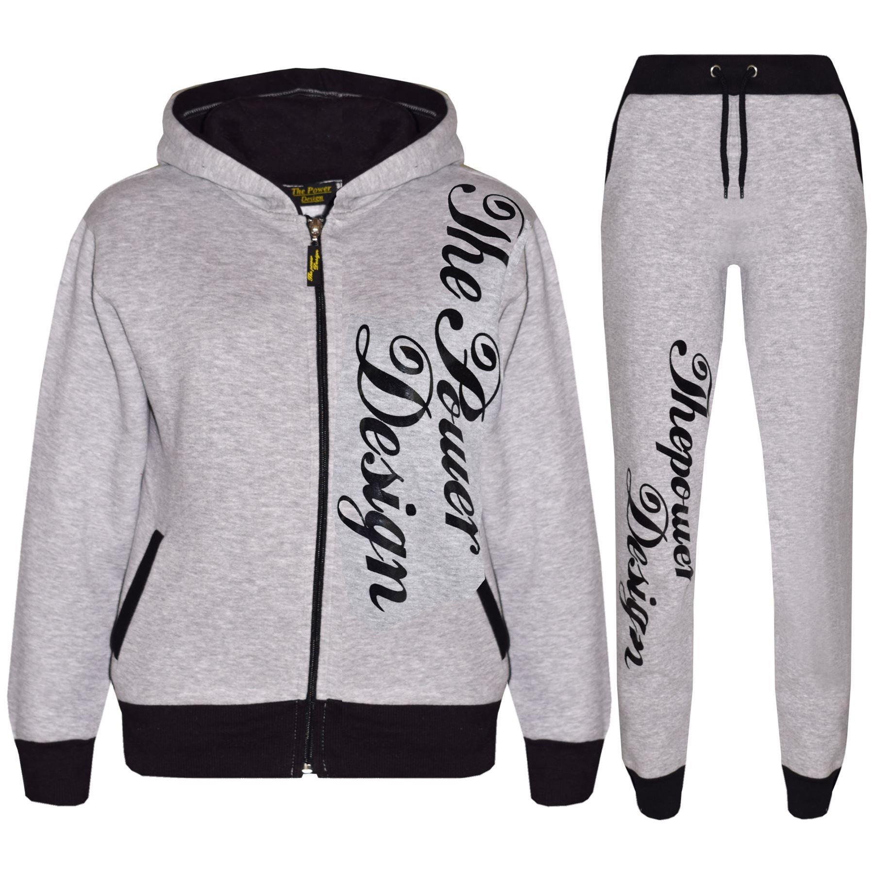 Kids Boys Girls The Power Design Jogger Grey Tracksuit