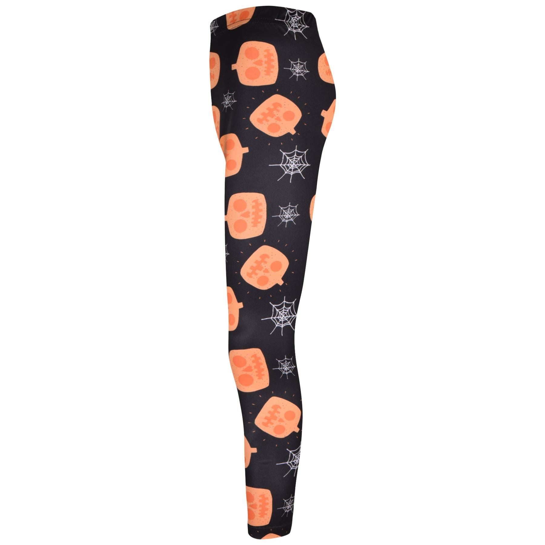 Girls Spider Web Skull Print Halloween Legging