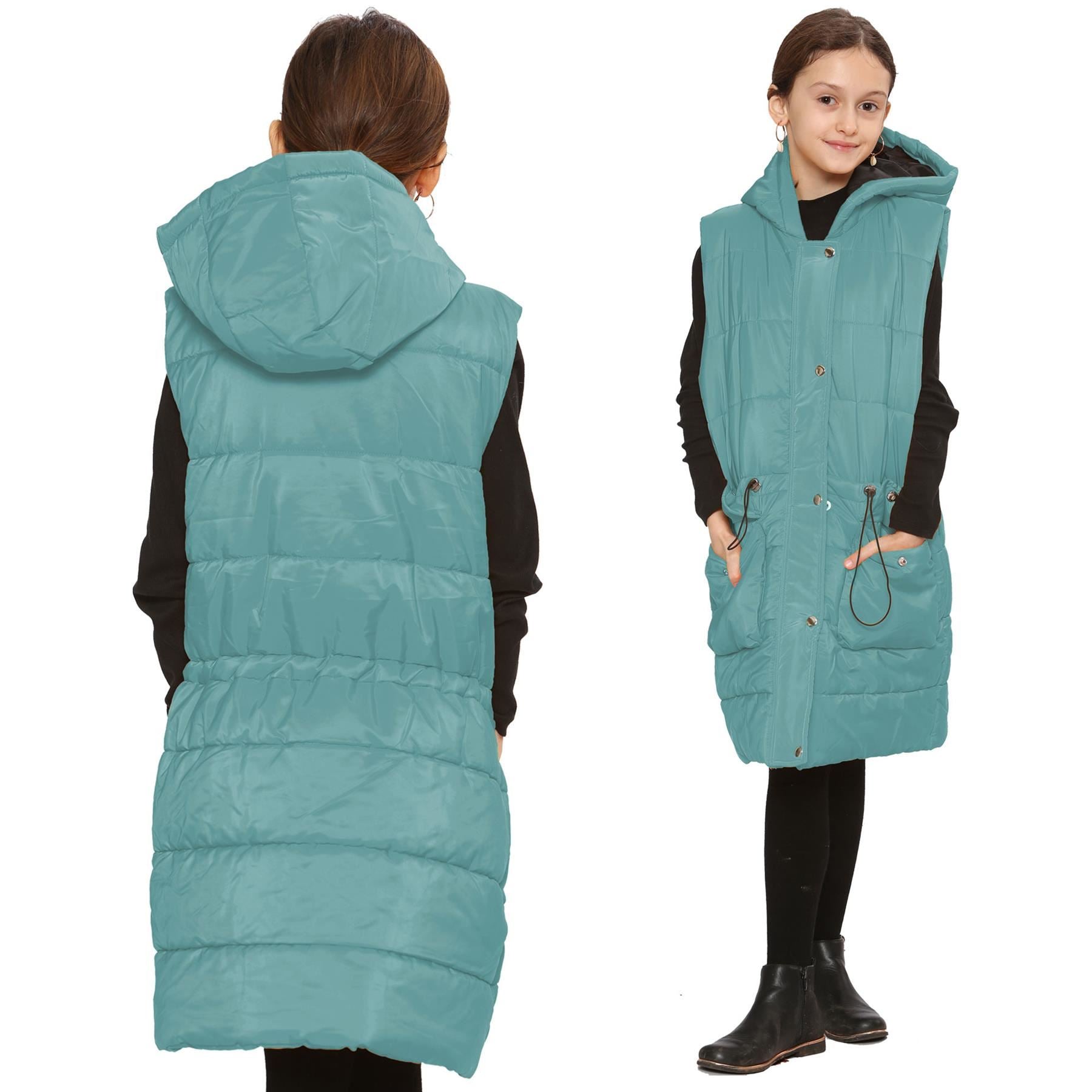 Kids Girls Mint Gilet Long Line Style Jacket