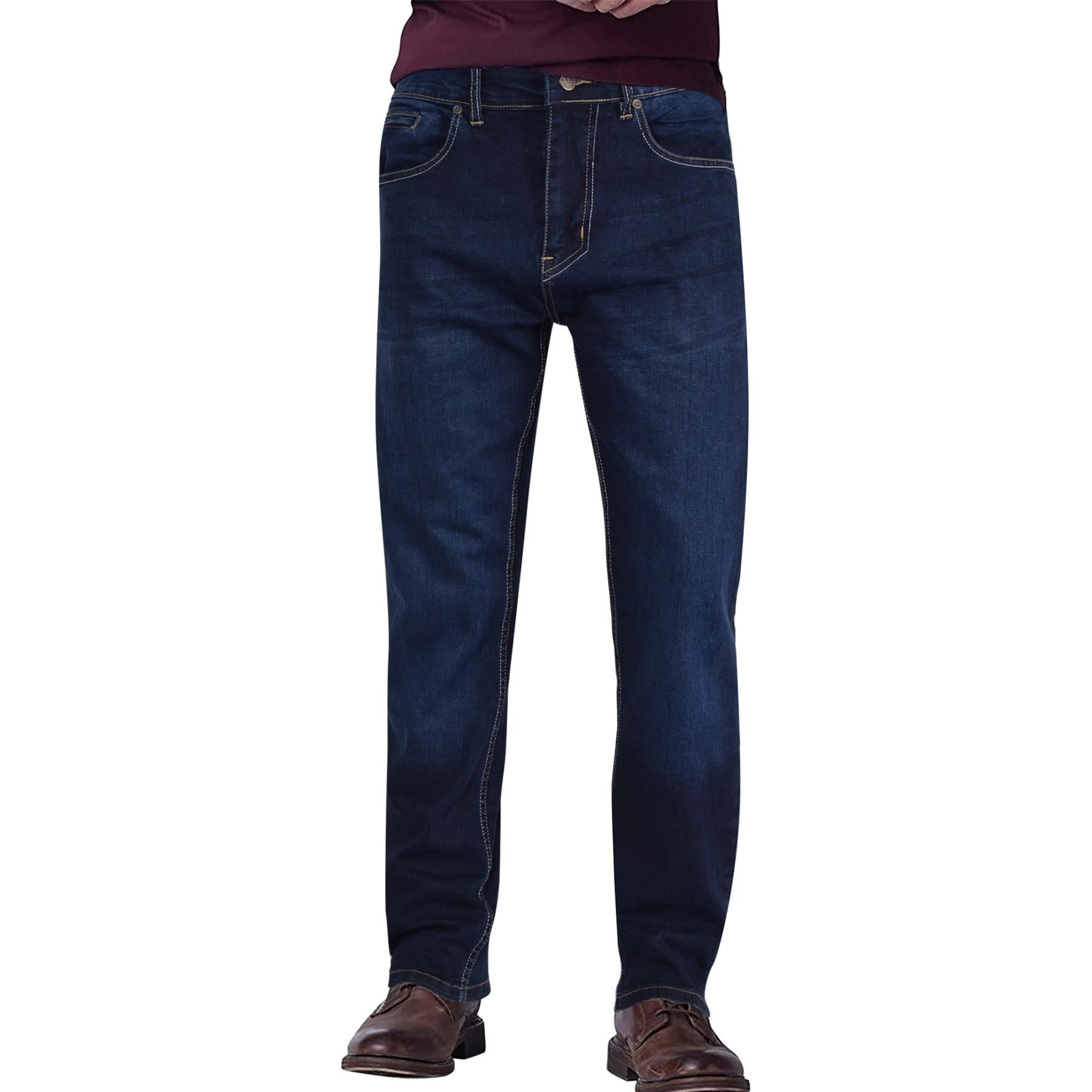 Mens Denim Jeans Straight Fit Boot Cut Jeans Comfort Stretch Trousers Pants