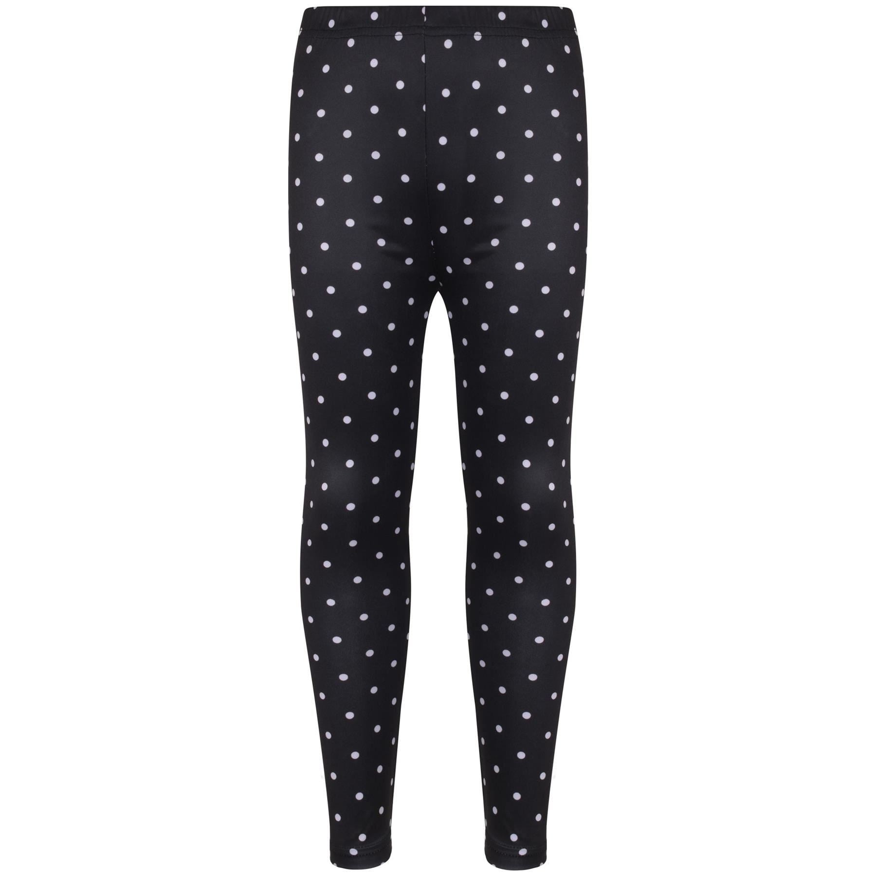 Girls Spotty Print Black Soft Stretchy Fashion Leggings