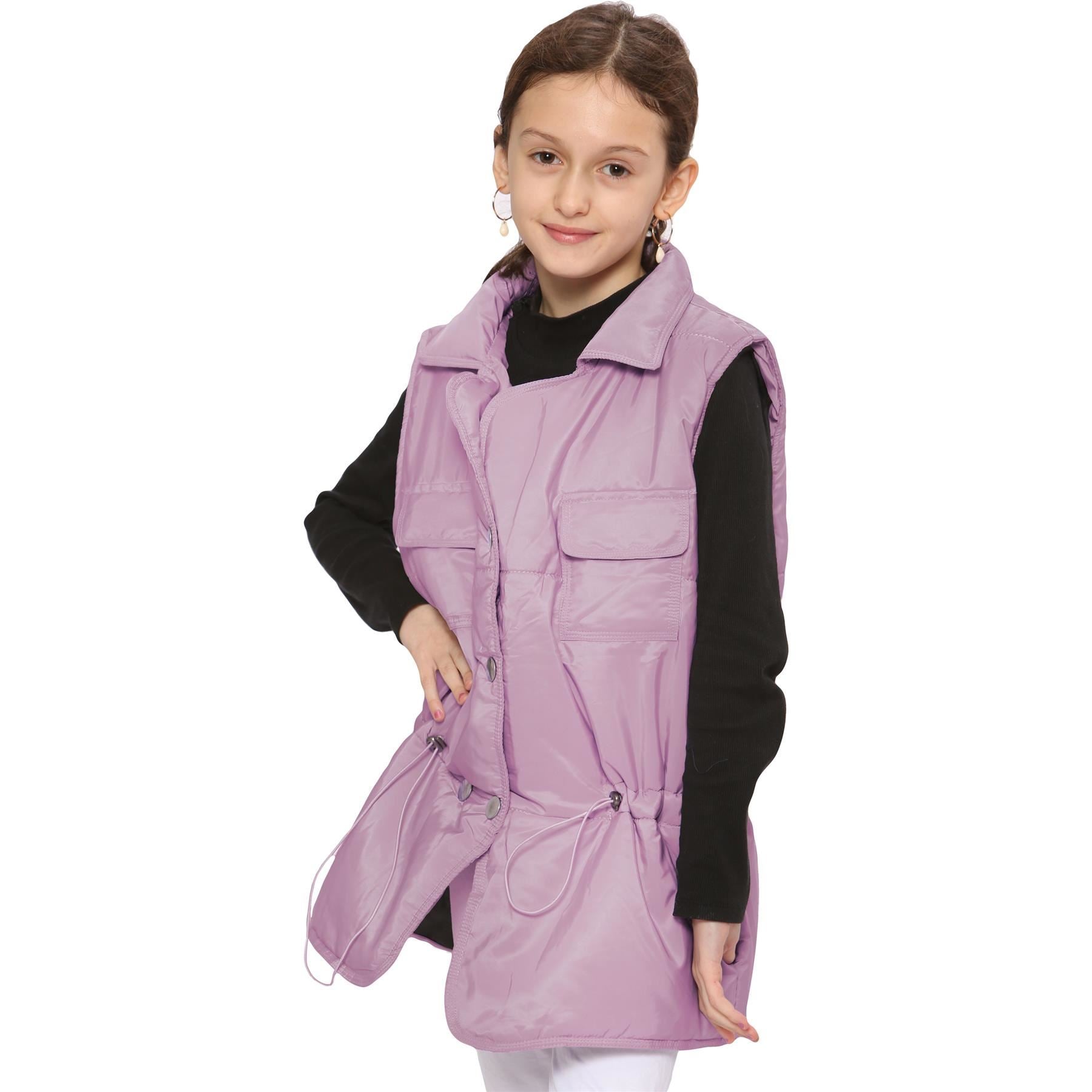 Kids Girls Baby Pink Oversized Style Sleeveless Jacket - Kids Clothing Store