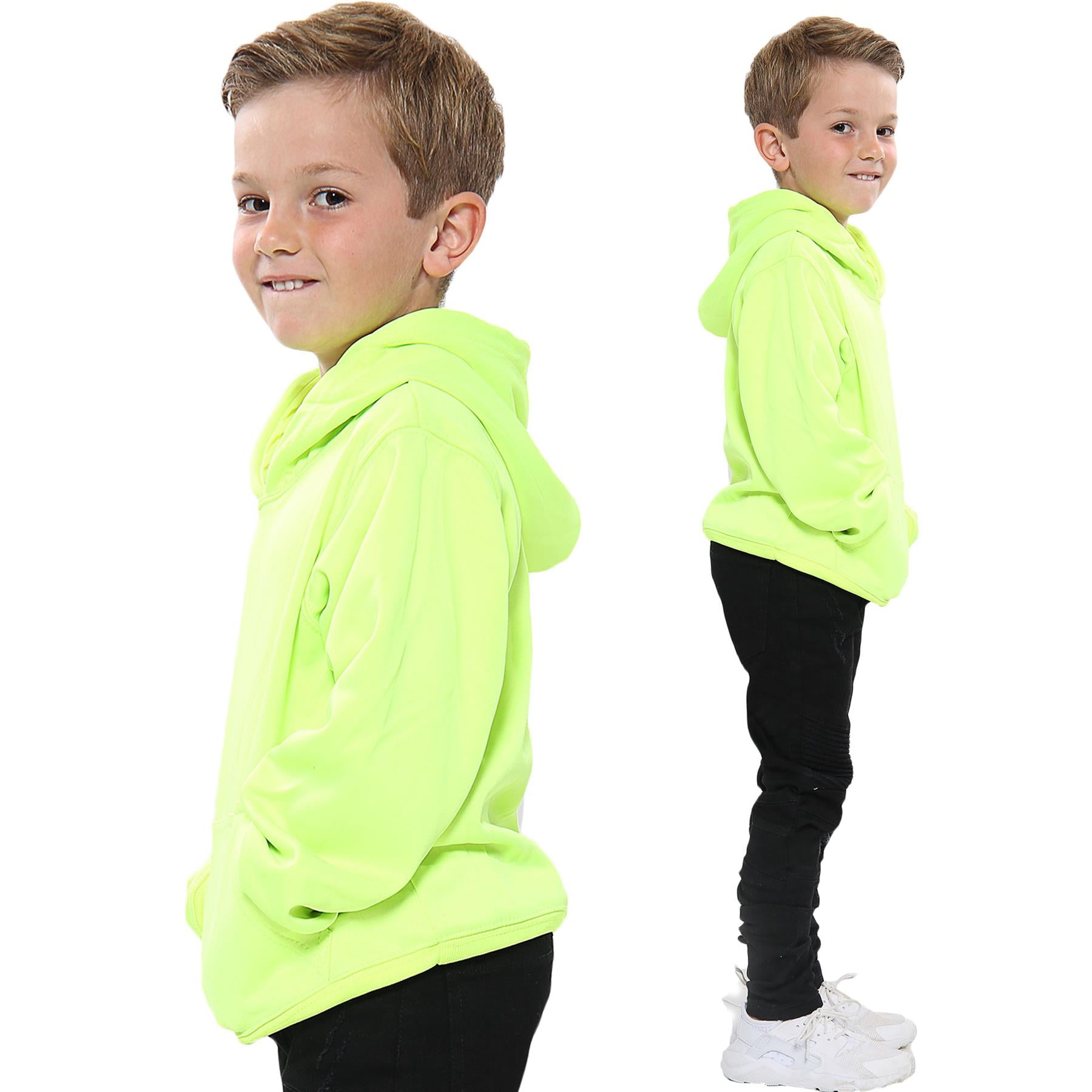 Kids Girls Boys Plain Crew Neck Hooded Sweatshirt