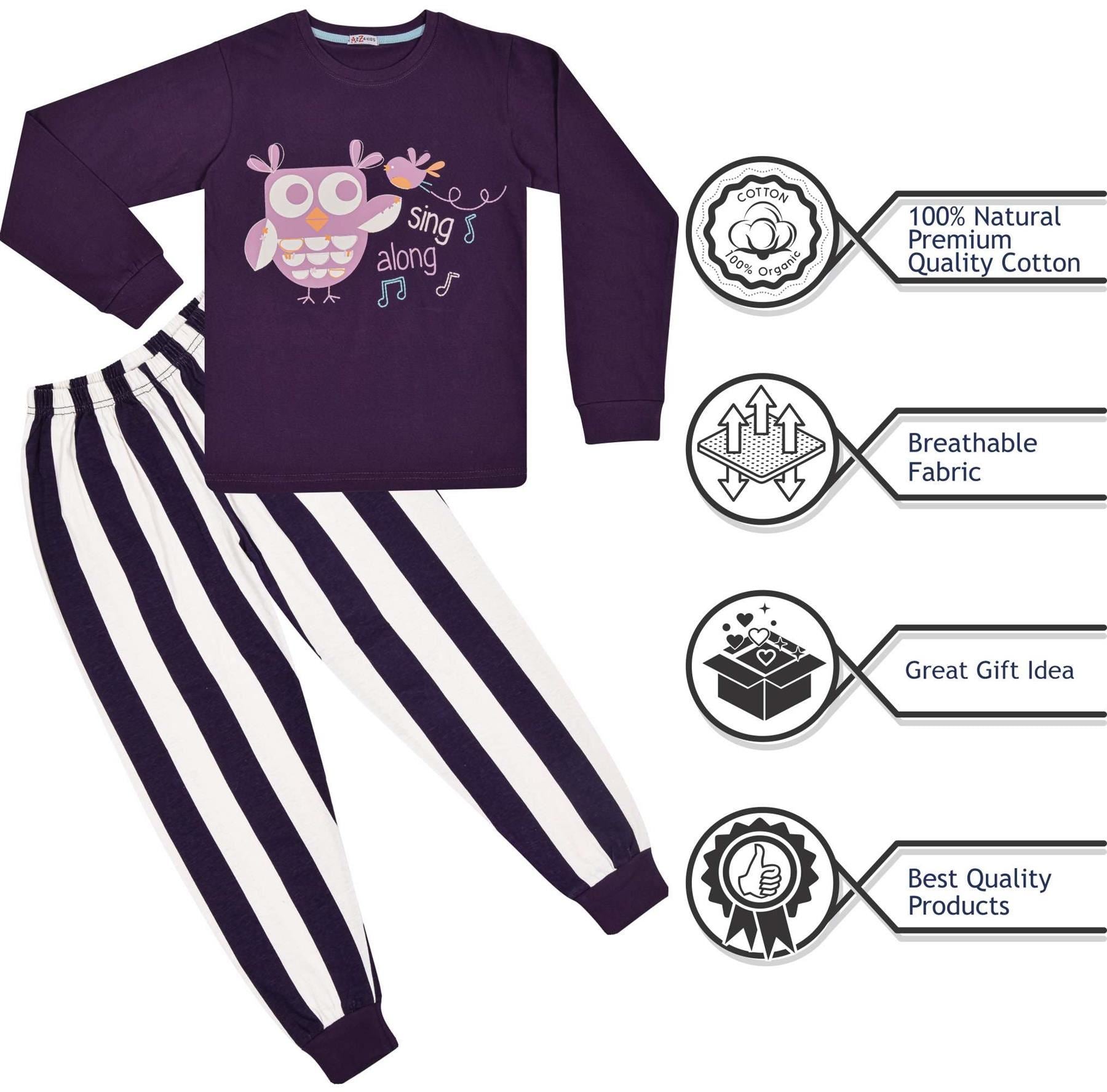 Kids Girls Sing Along Print Purple Pyjamas Set