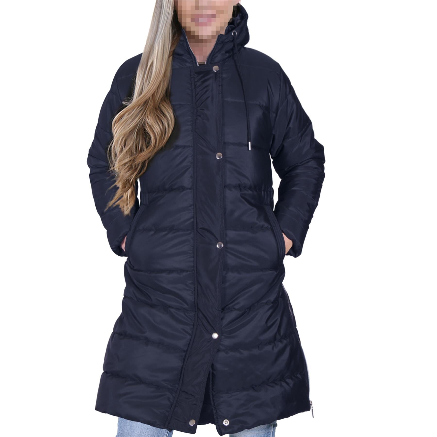 Ladies Oversized Zipped Jacket Long Line Style Navy Jacket Long Sleeves Coat