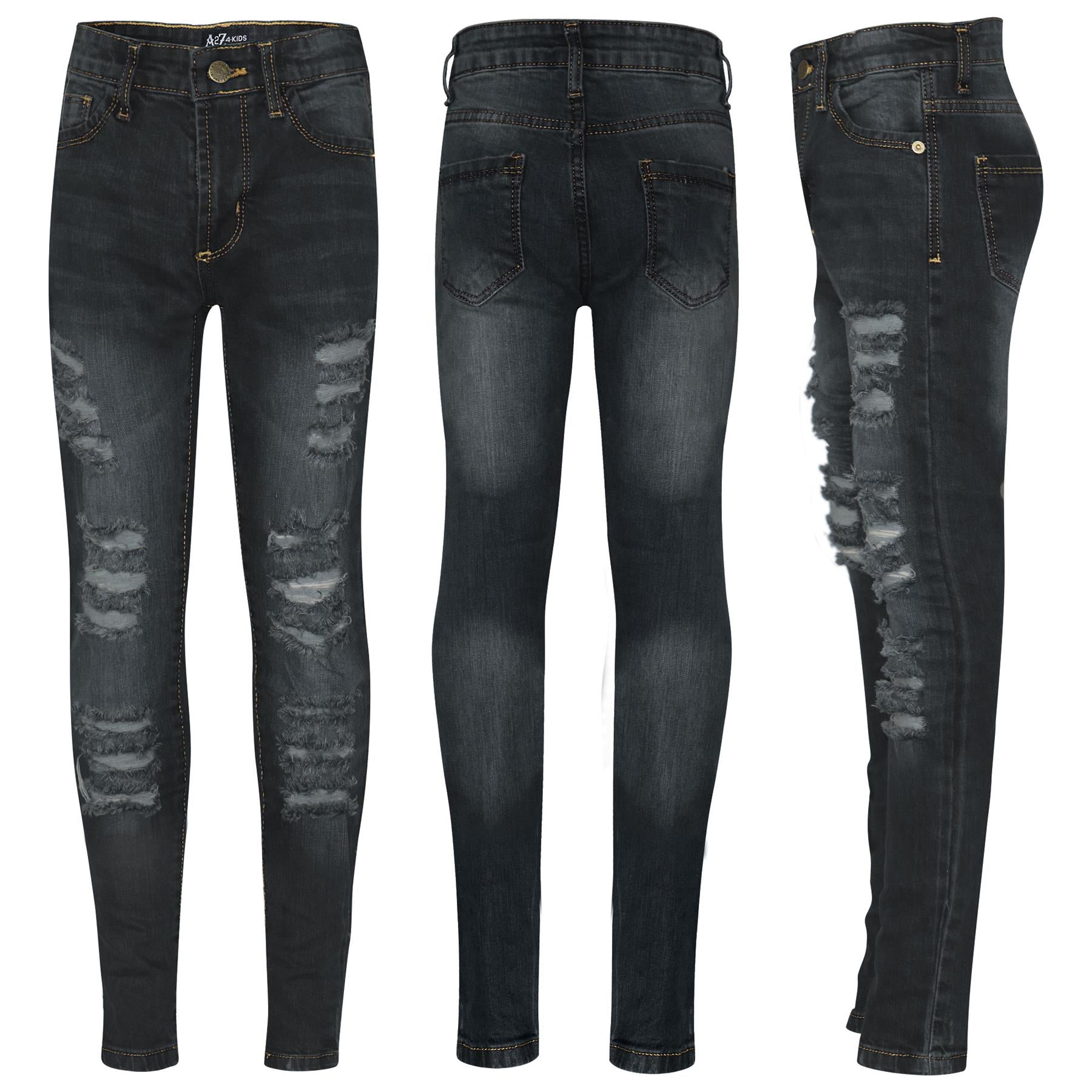 Girls Denim Ripped Skinny Jeans Lightweight Pants