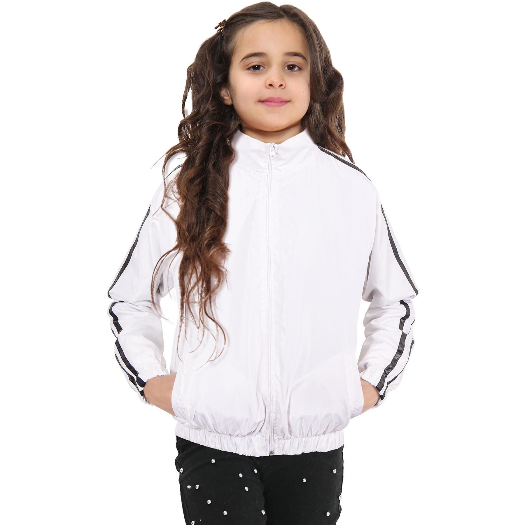 Kids Boys Girls Shower Proof Lightweight White Windbreaker Jacket