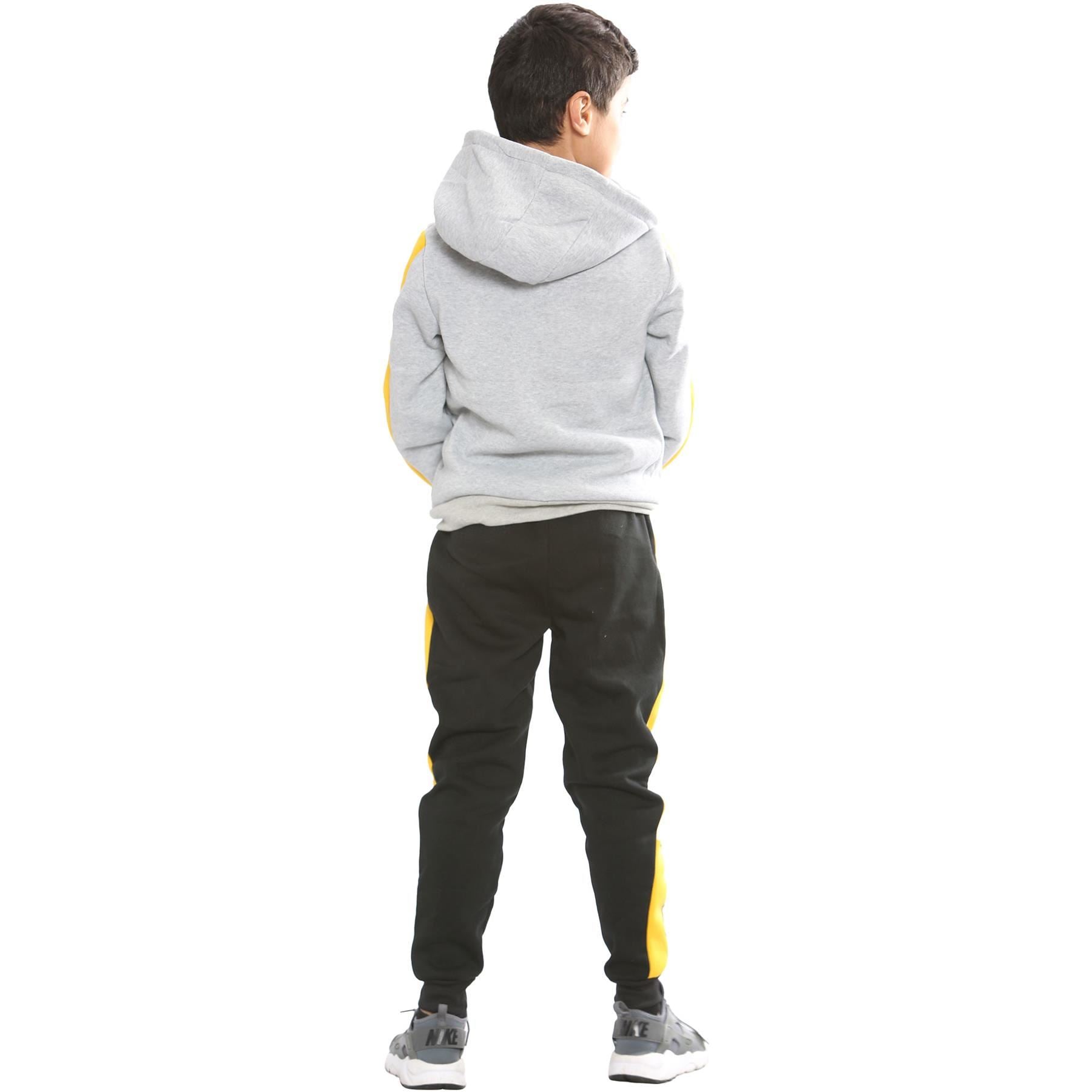 Kids Boys Hoodie Trouser 2 Piece Black Basketball Tracksuit