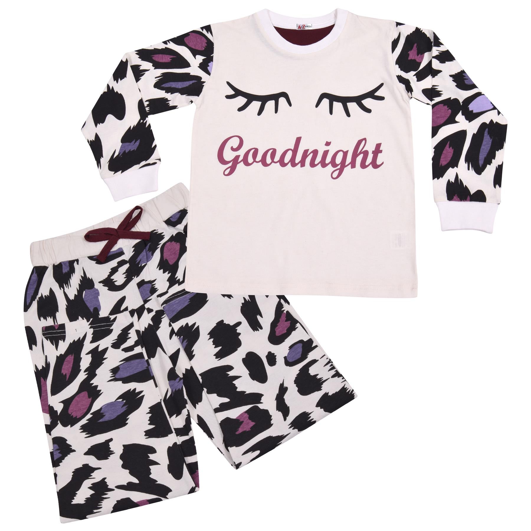 Kids Girls Good Night Print Pyjamas Set