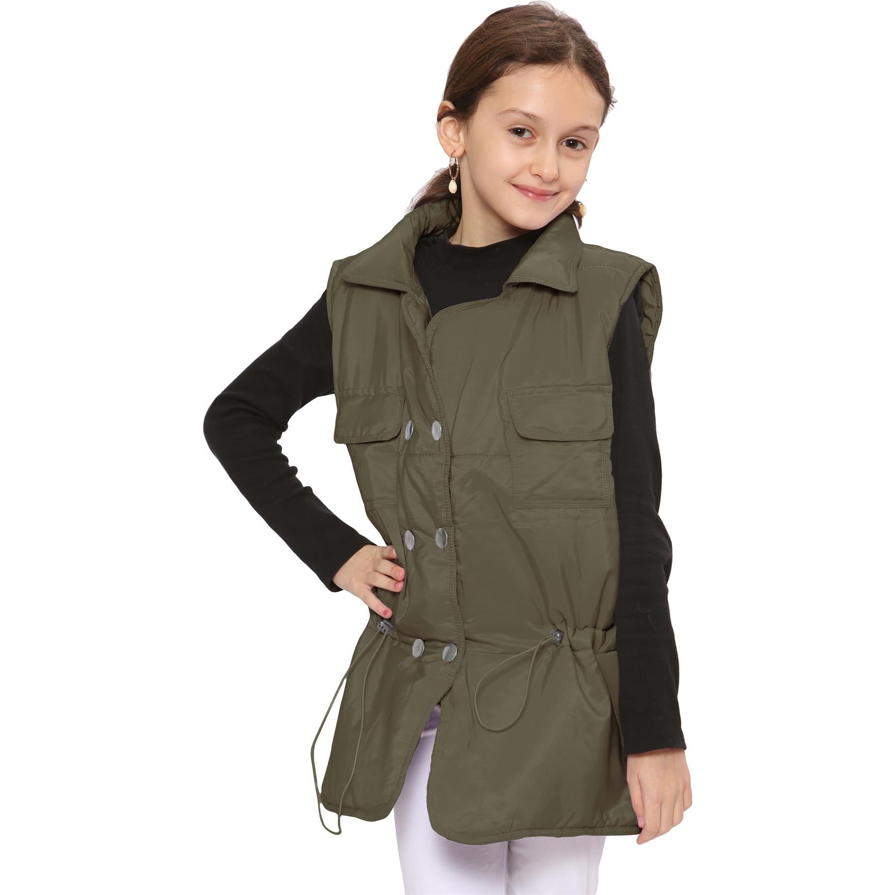 Kids Girls Oversized Style Sleeveless Jacket