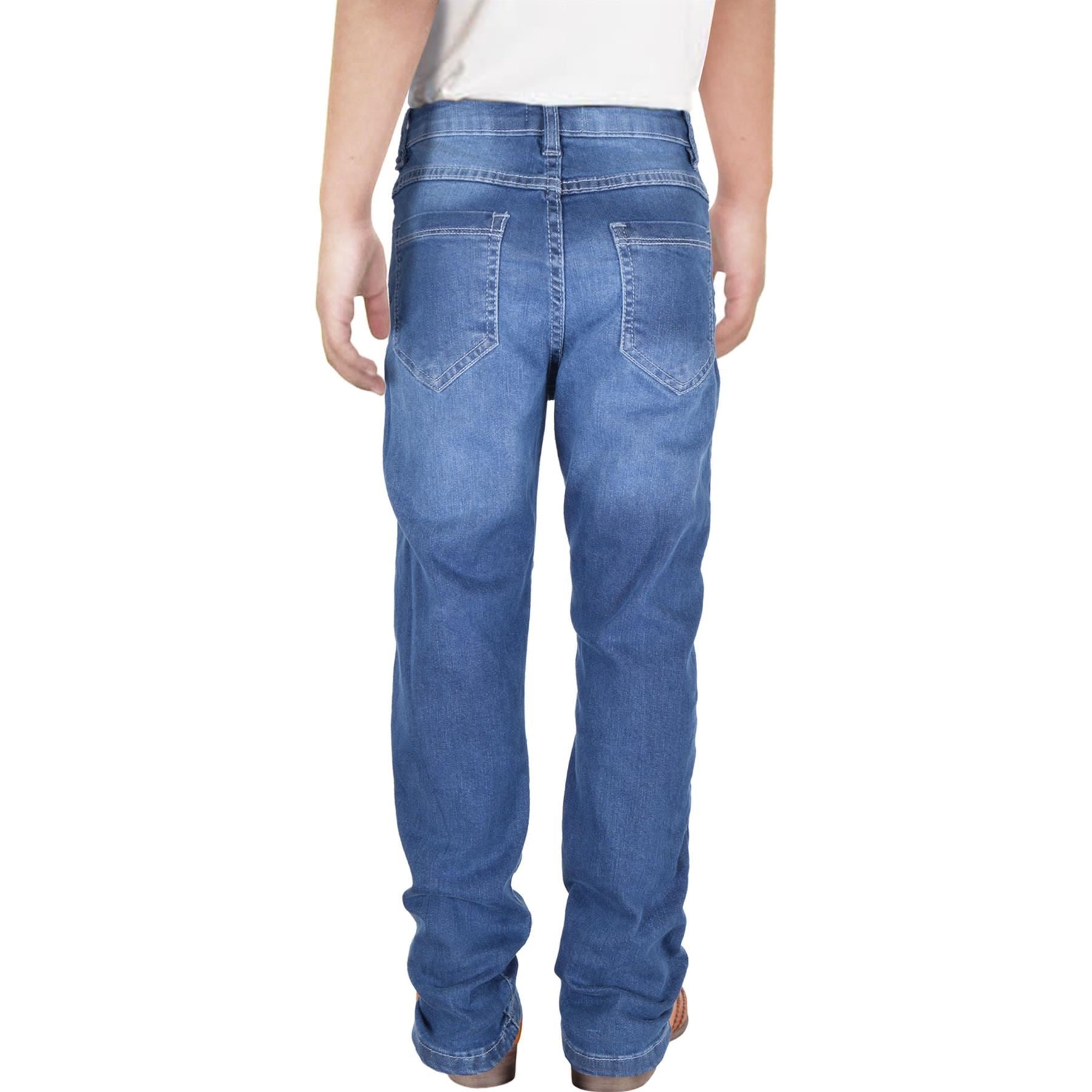 Kids Boys Relaxed Straight Fit Boot Cut Mid Blue Jeans