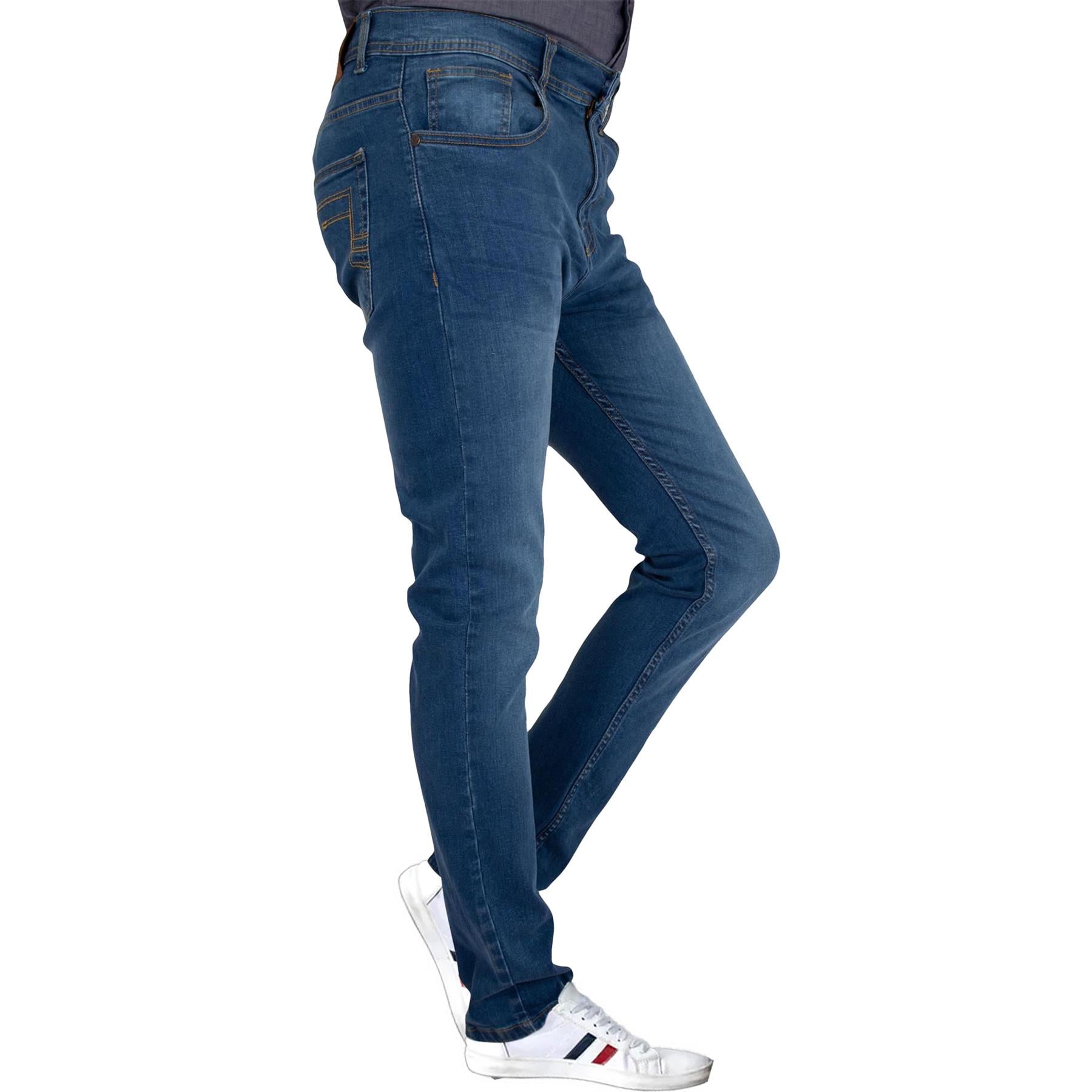 Mens Denim Jeans Comfort Stretch Slim Fit Trousers