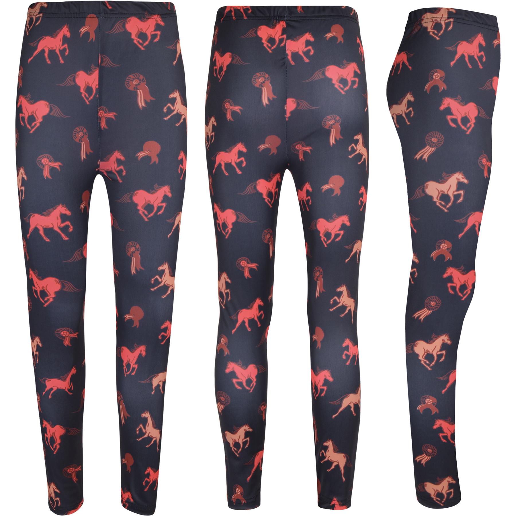 Kids Girls Horses Print Soft Stretchy Leggings