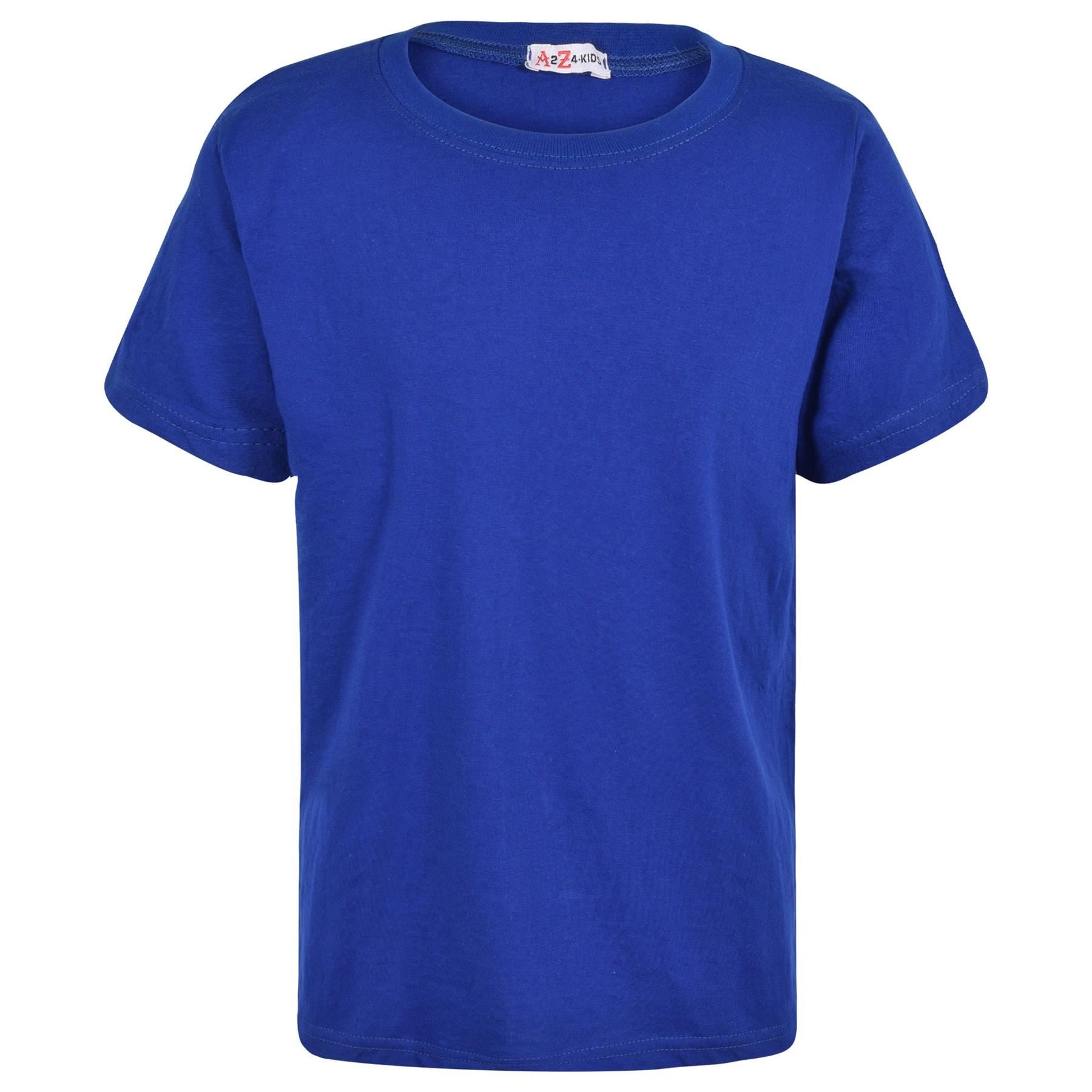 Boys Plain Soft Feel Summer Royal Blue T Shirt Top