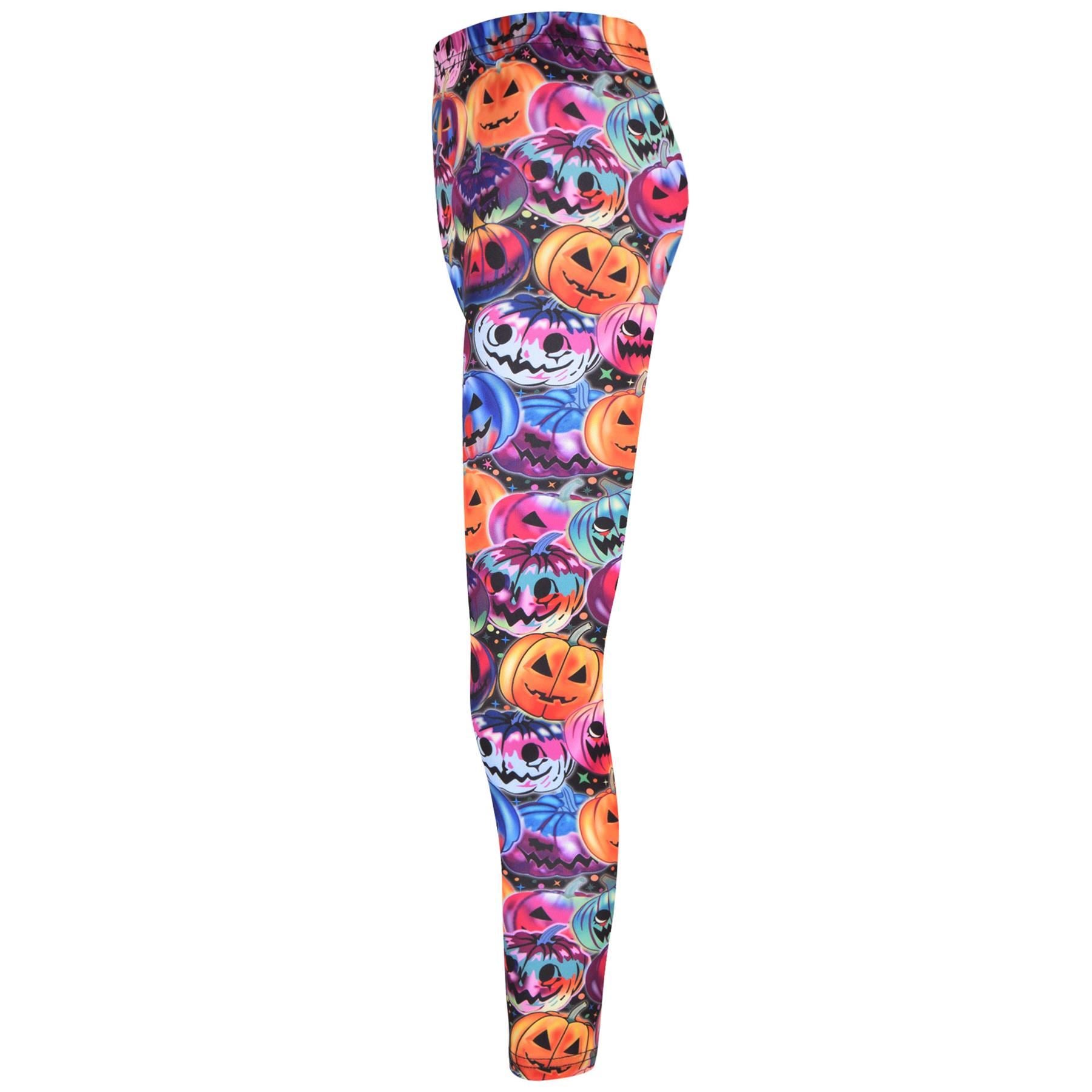 Girls Spider Web Skull Print Halloween Legging