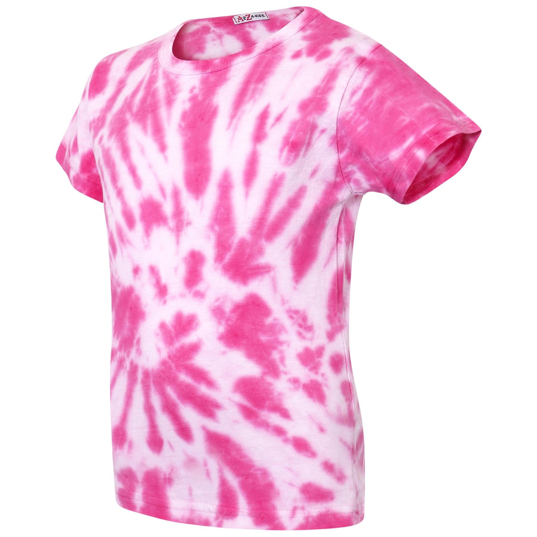 Girls T Shirts Dyed Pink Tie Dye Print Trendy Fashion