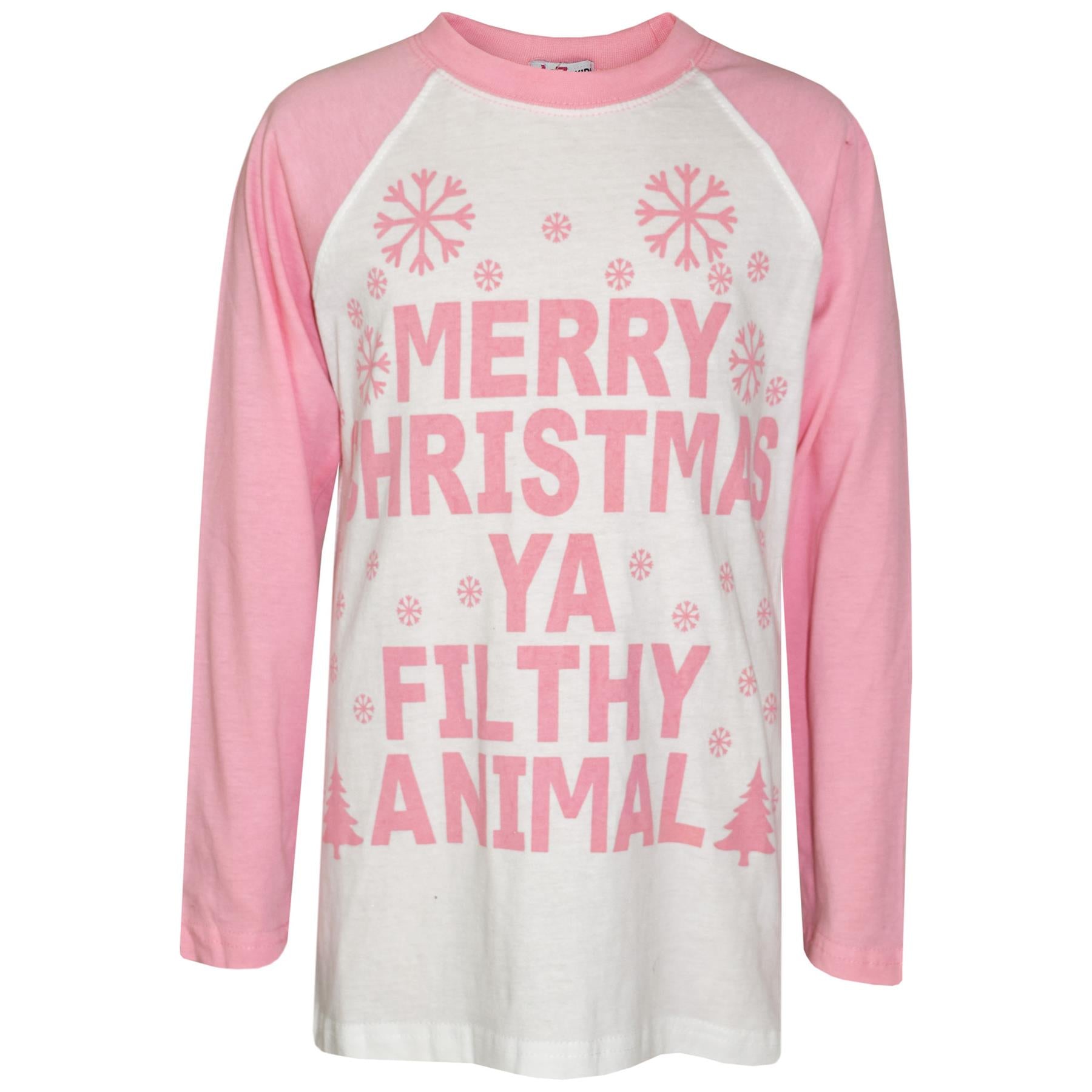 Kids Girls PJS Merry Christmas Ya Filthy Animal Print Trendy PJS Age 2-13 Years