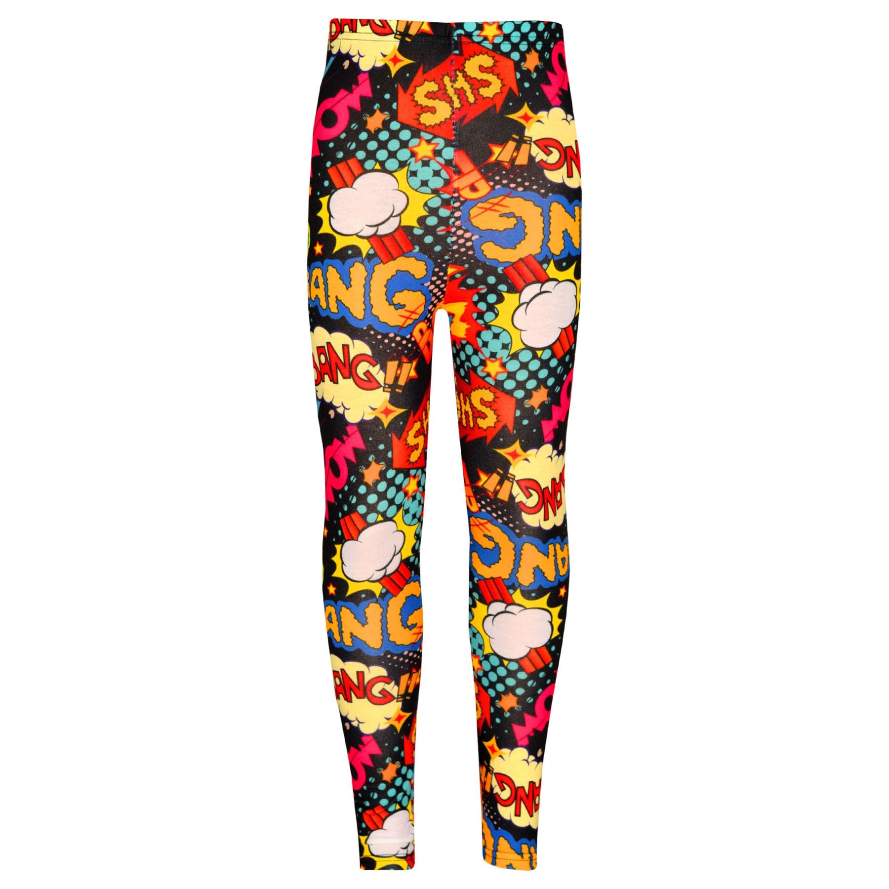 Kids Girls Wow Bang Boom Print Crop Top & Legging Set