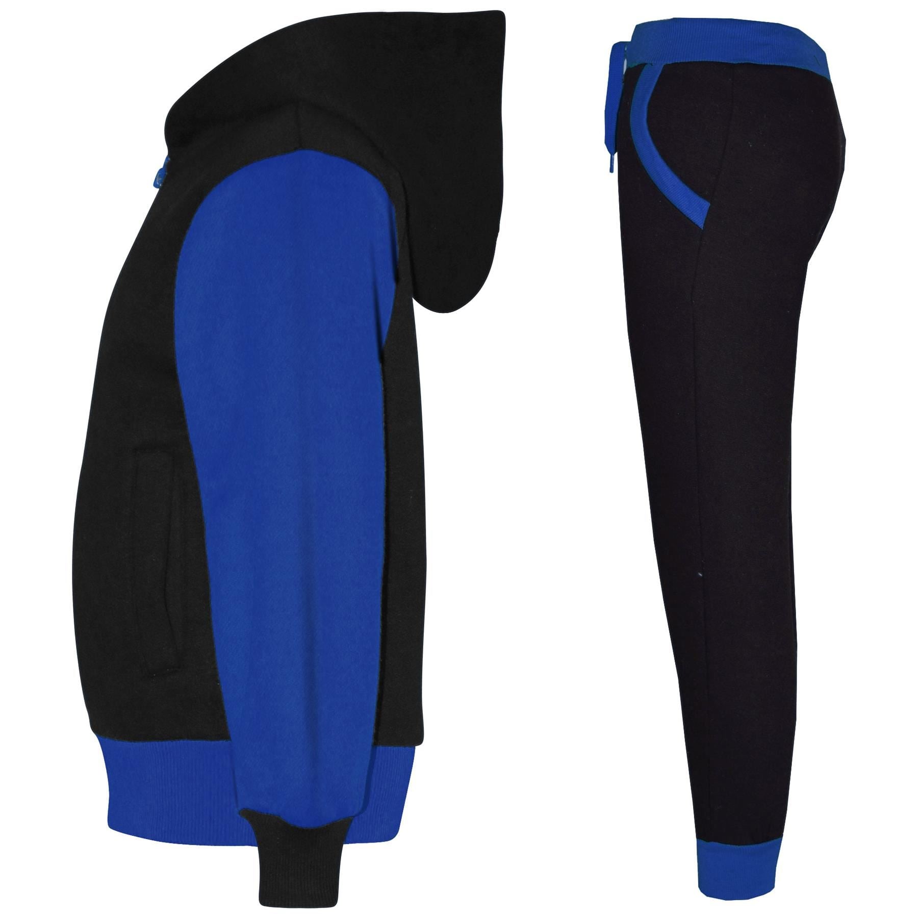 Kids Girls Tracksuit Royal Blue Zipped Fleece Hooded Top & Bottom Jogging Suit