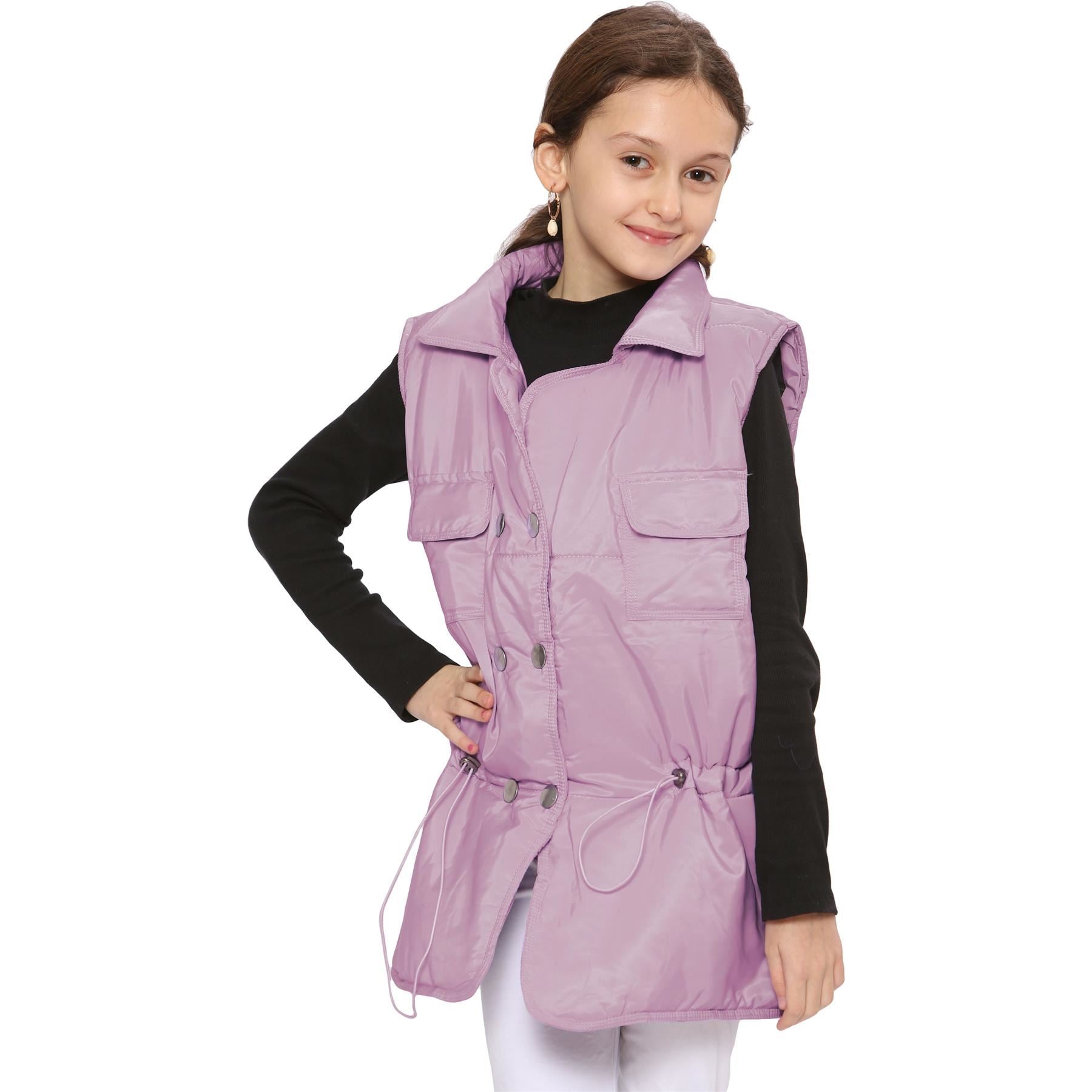 Kids Girls Baby Pink Oversized Style Sleeveless Jacket - Kids Clothing Store