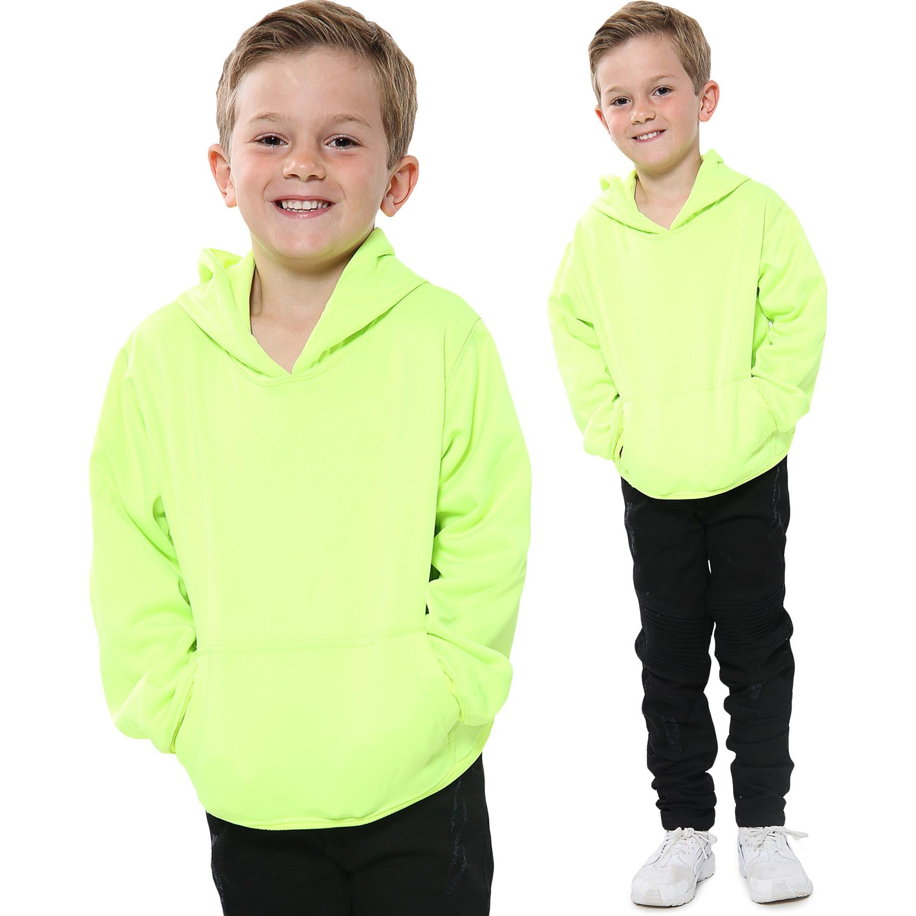 Kids Girls Boys Plain Crew Neck Hooded Sweatshirt