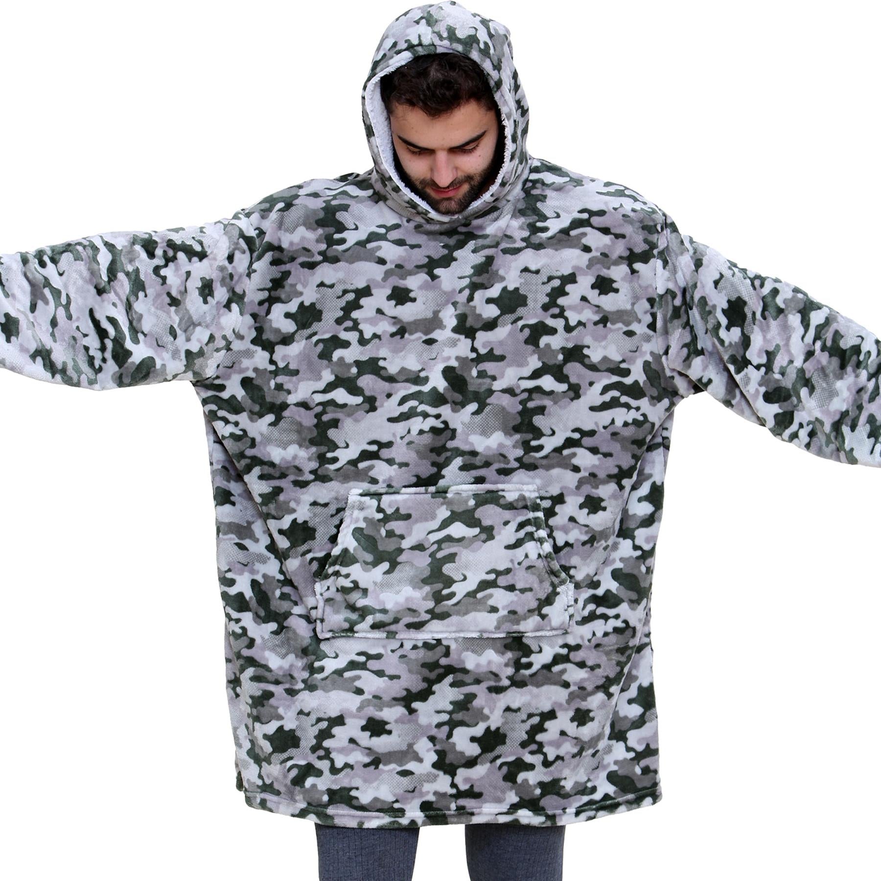 Unisex Mens Ladies Oversized Camo Charcoal Snuggle Hoodie