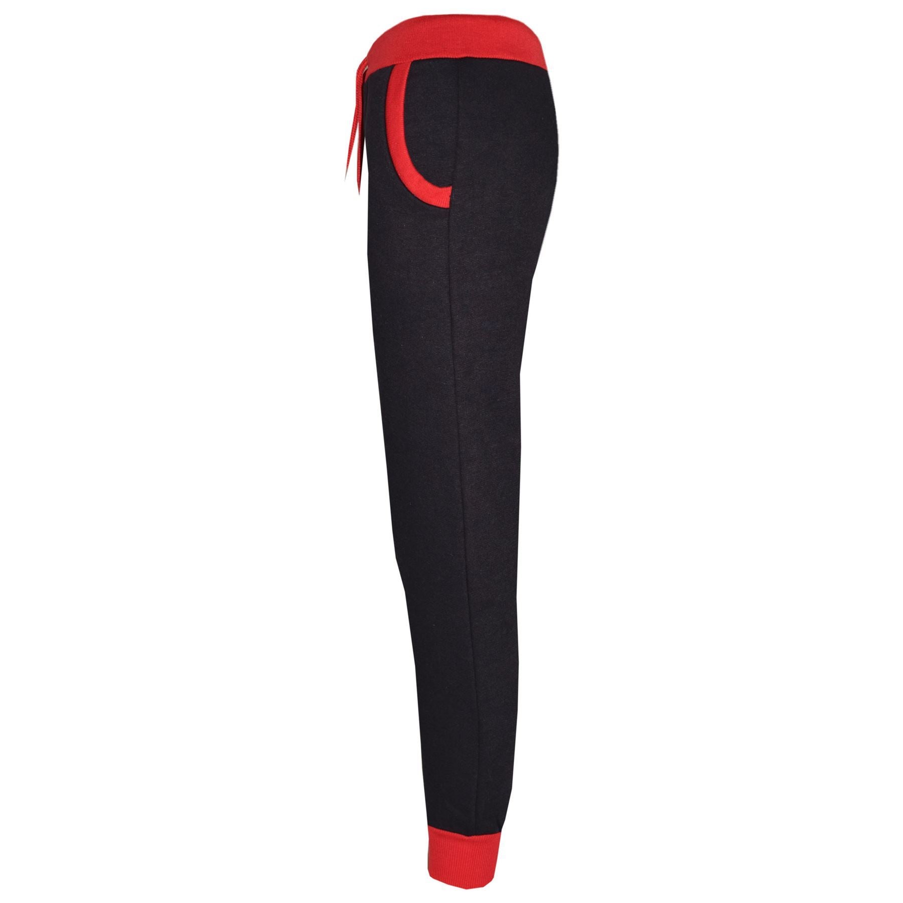 Kids Boys Girls The Power Design Jogger Black & Red Tracksuit