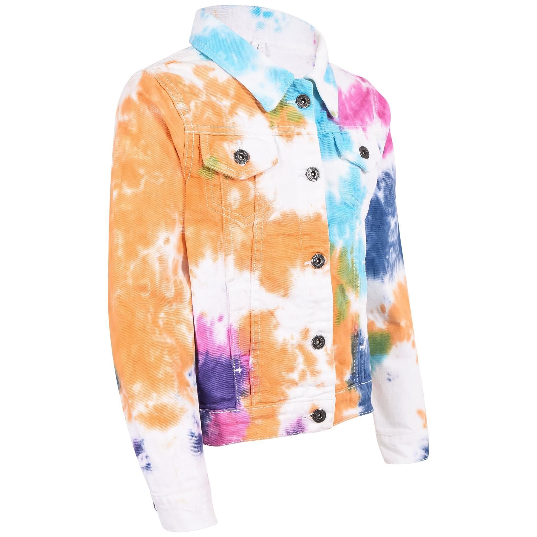 Kids Girls Tie Dye Printed Denim Jacket