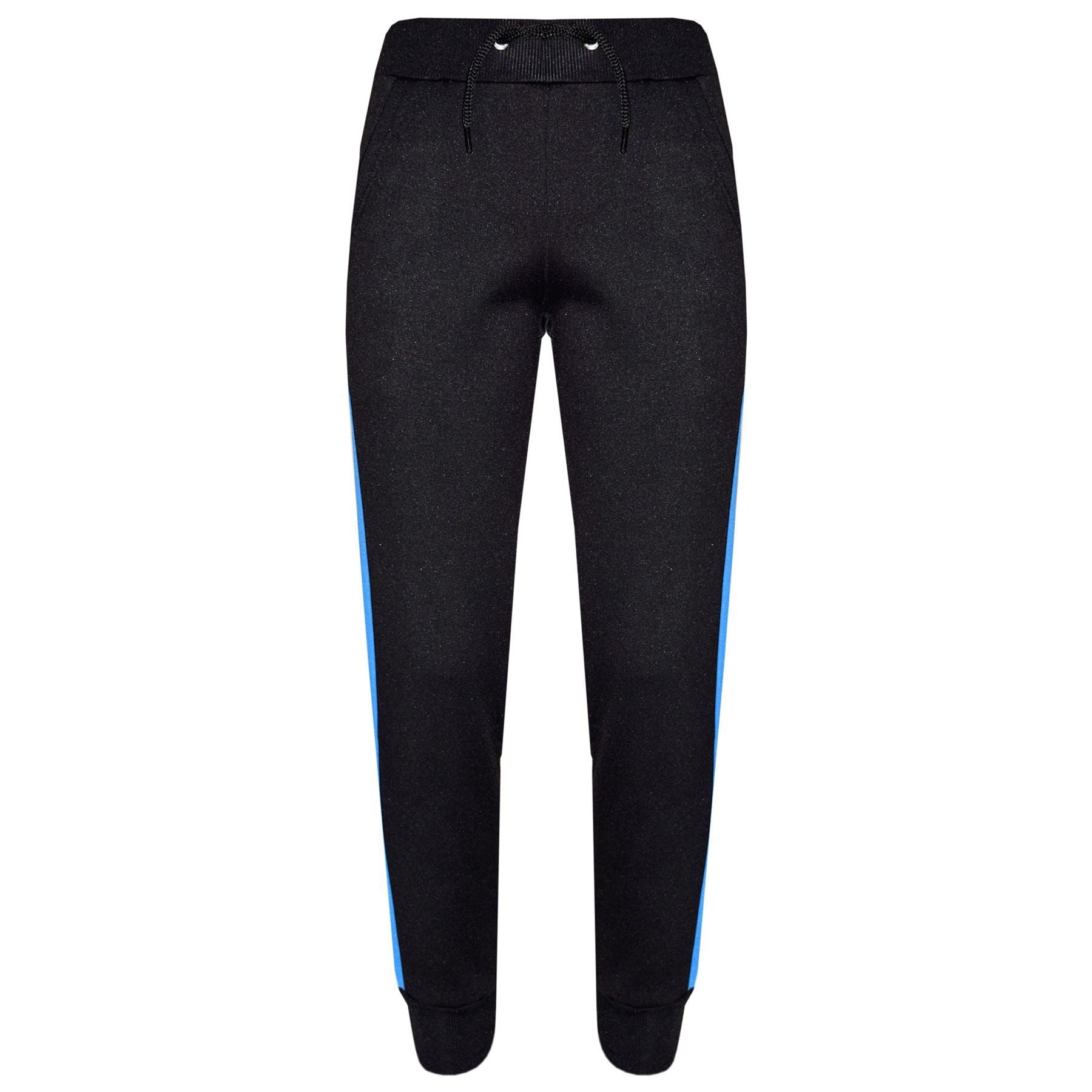 Unisex Black & Blue Jogging Plain Fleece Hooded Tracksuit