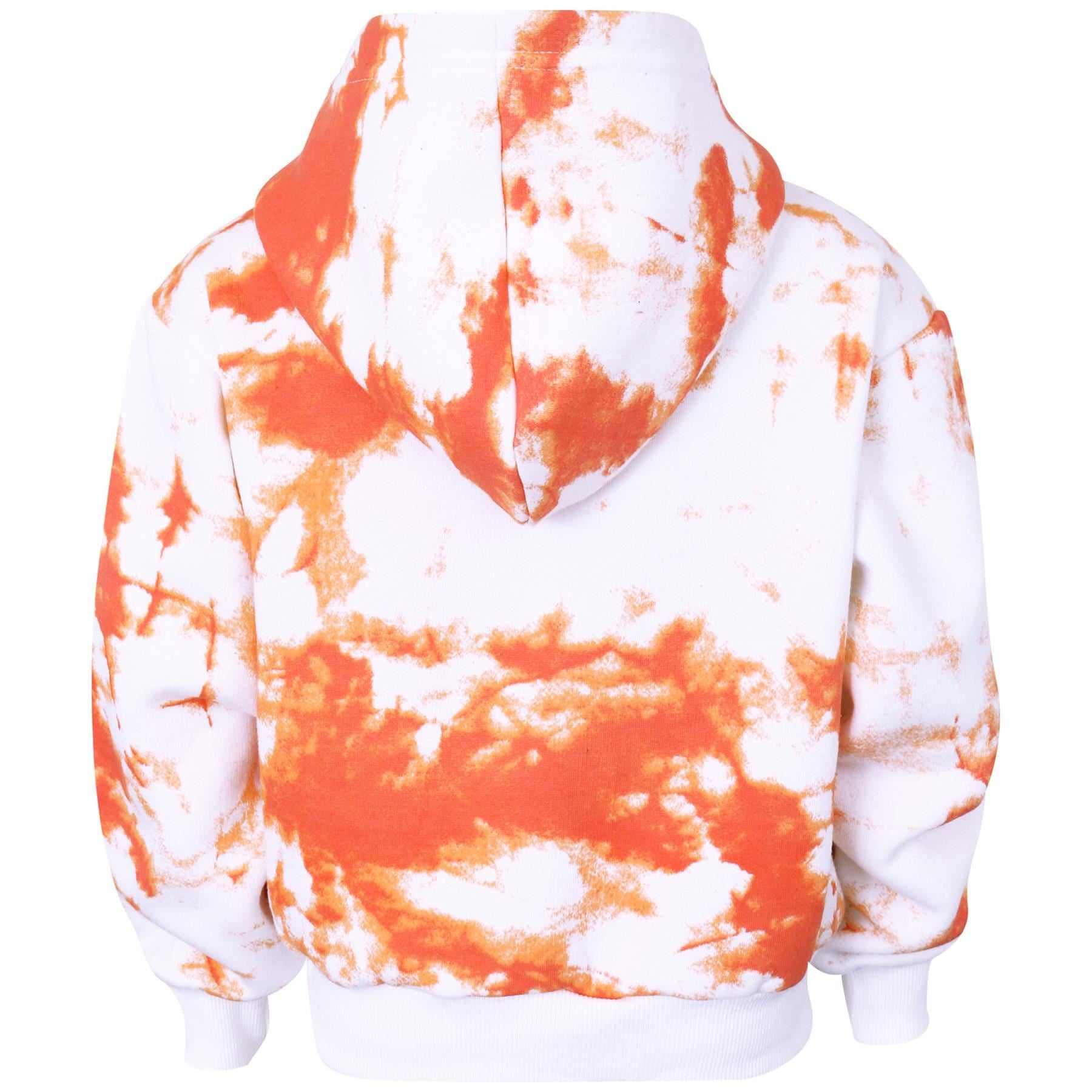 Kids Girls Tie Dye Tracksuit "SASSY" Print Orange Hooded Crop Jogging Suit