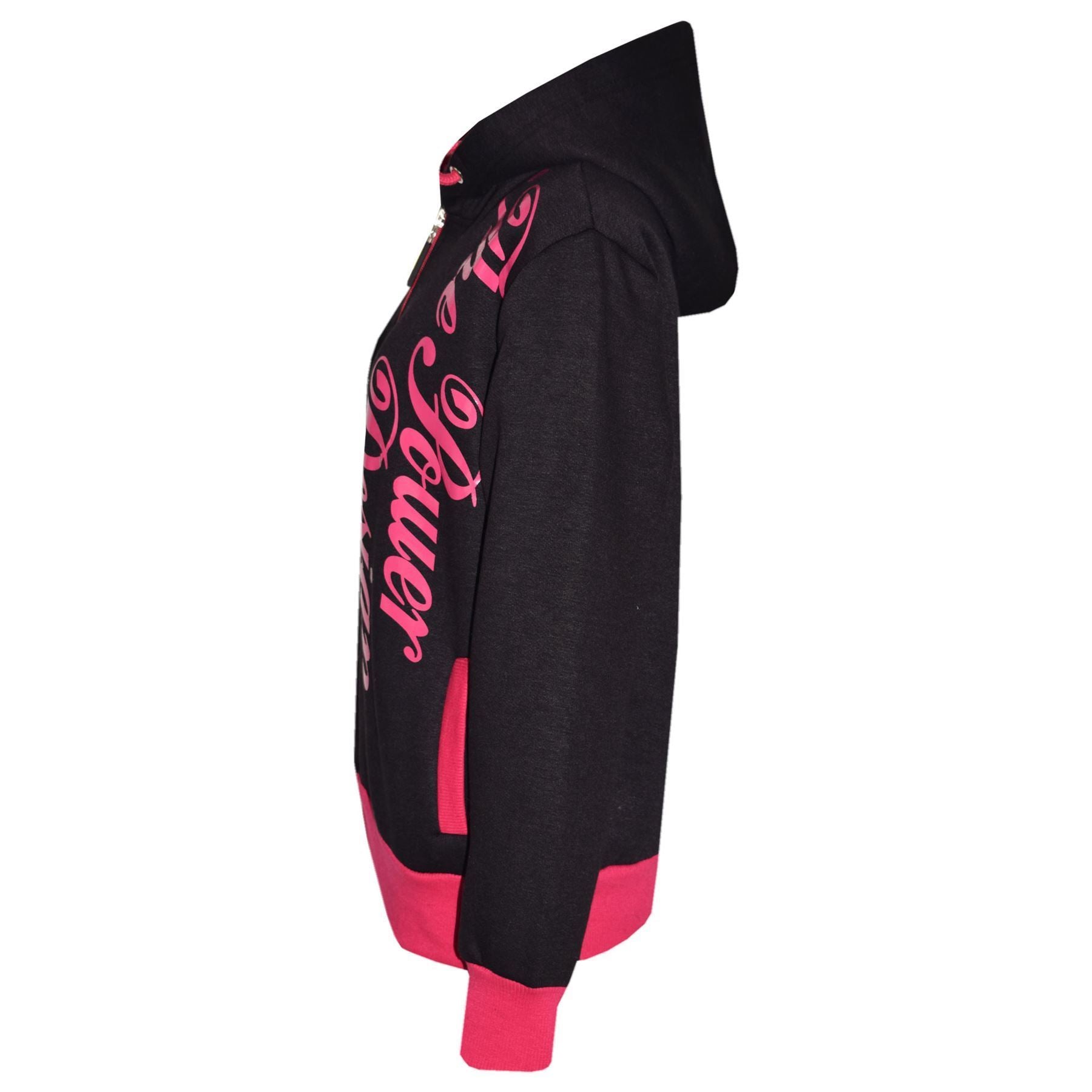 Kids Girls The Power Design Jogger Black & Pink Tracksuit